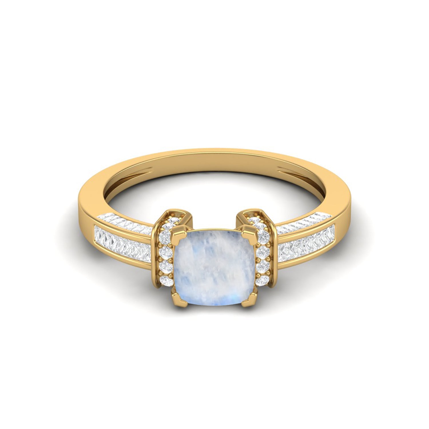 Moonstone Cushion Solitaire Ring – Sterling Silver