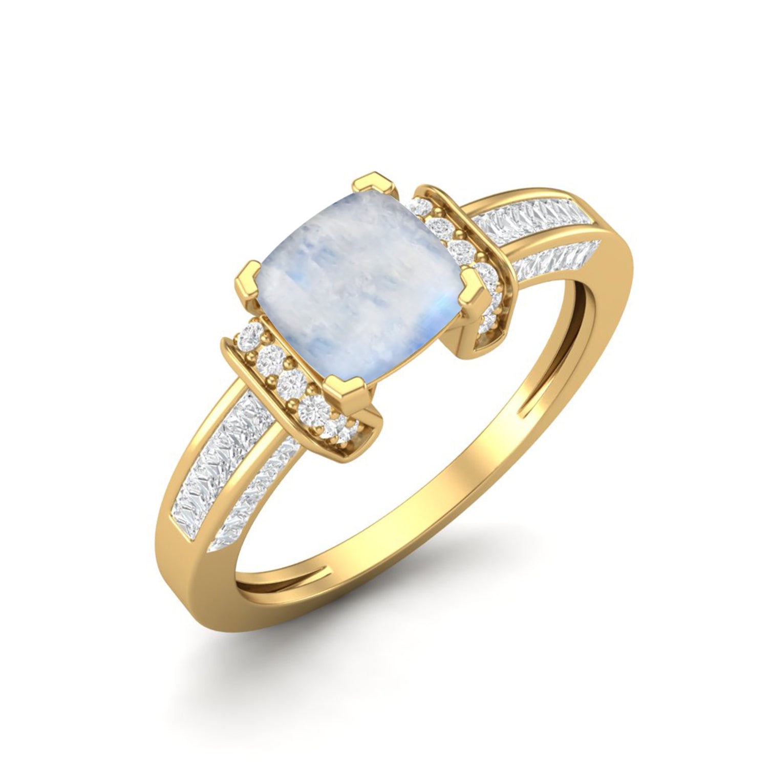 Moonstone Cushion Solitaire Ring – Sterling Silver
