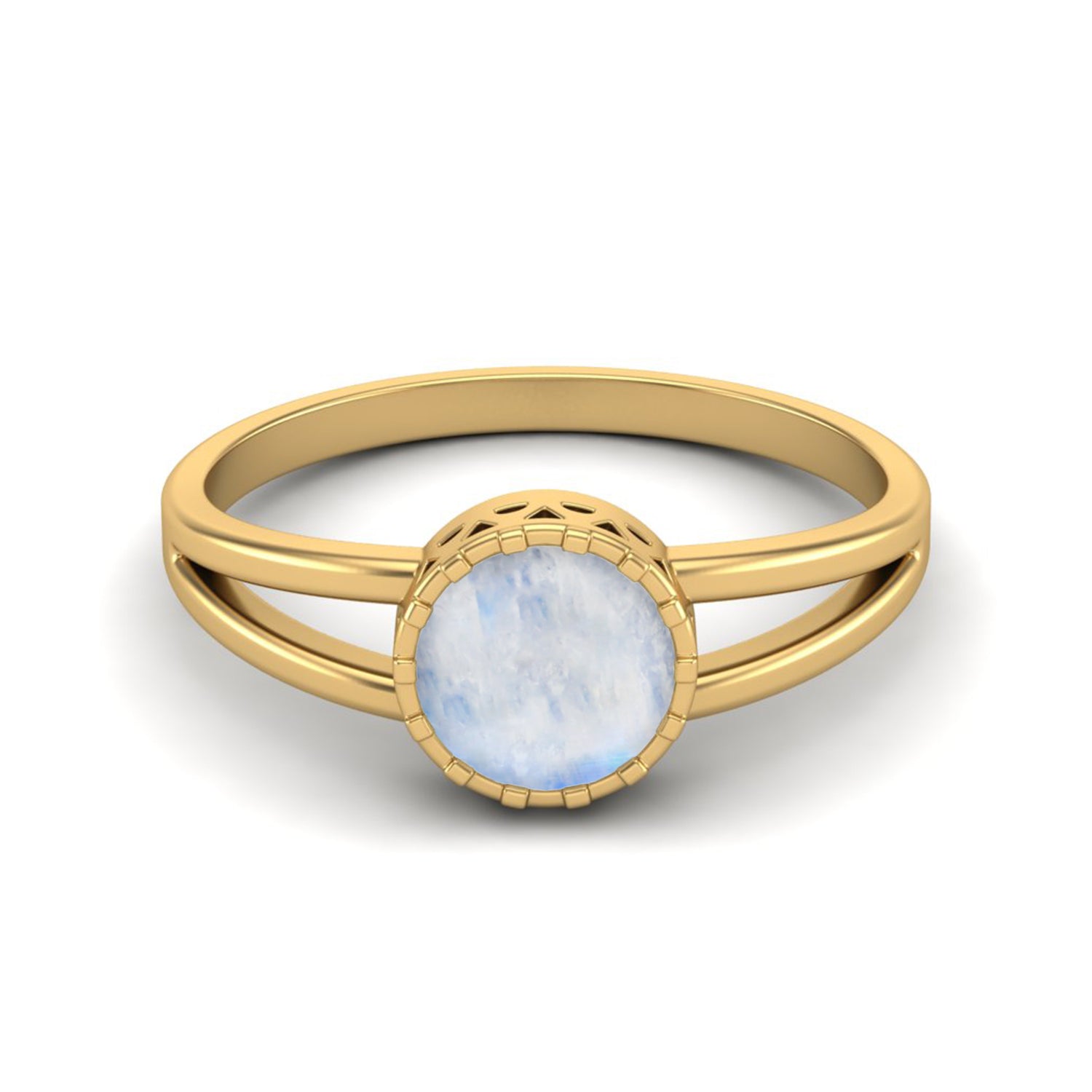 Moonstone Solitaire Split Band Ring – Sterling Silver