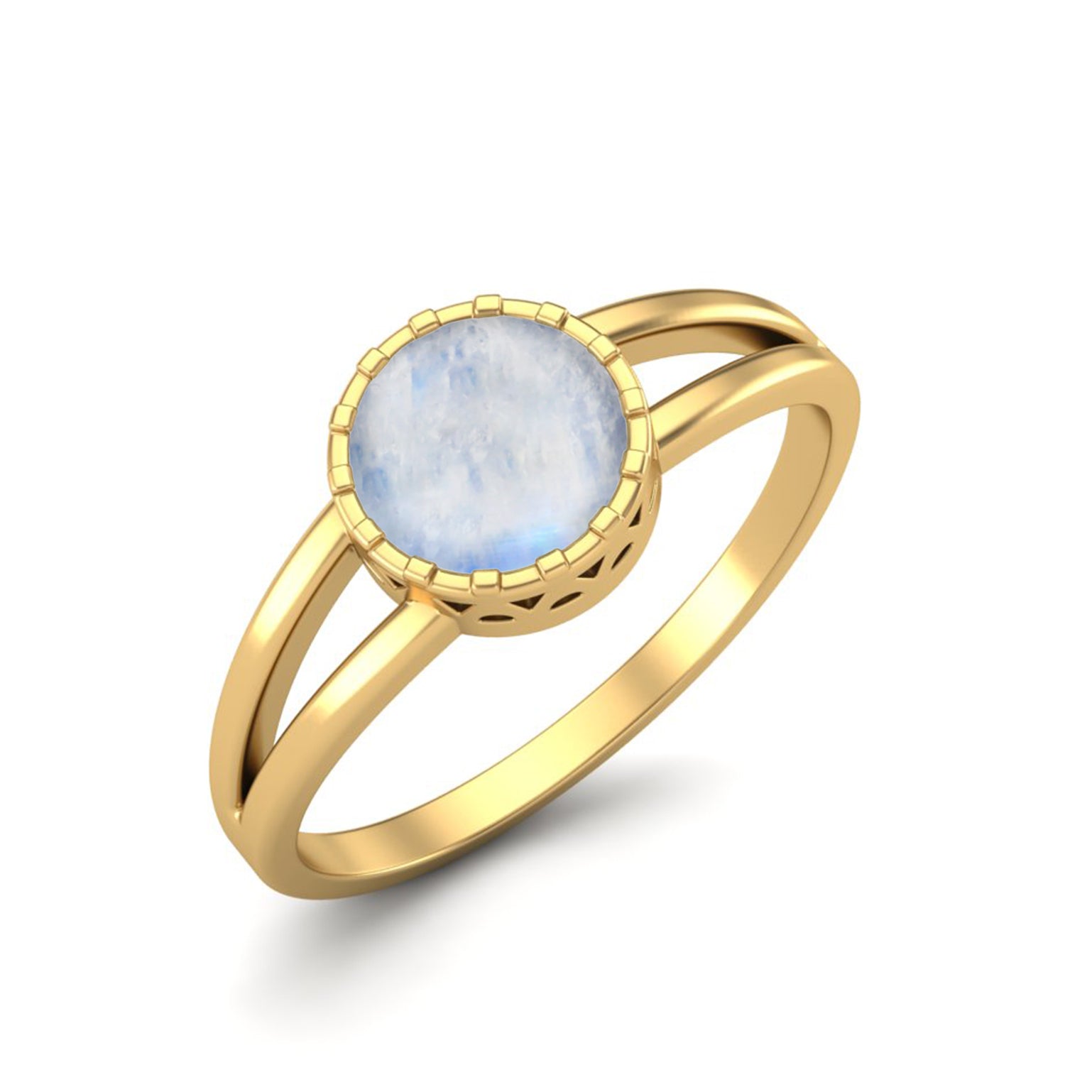 Moonstone Solitaire Split Band Ring – Sterling Silver