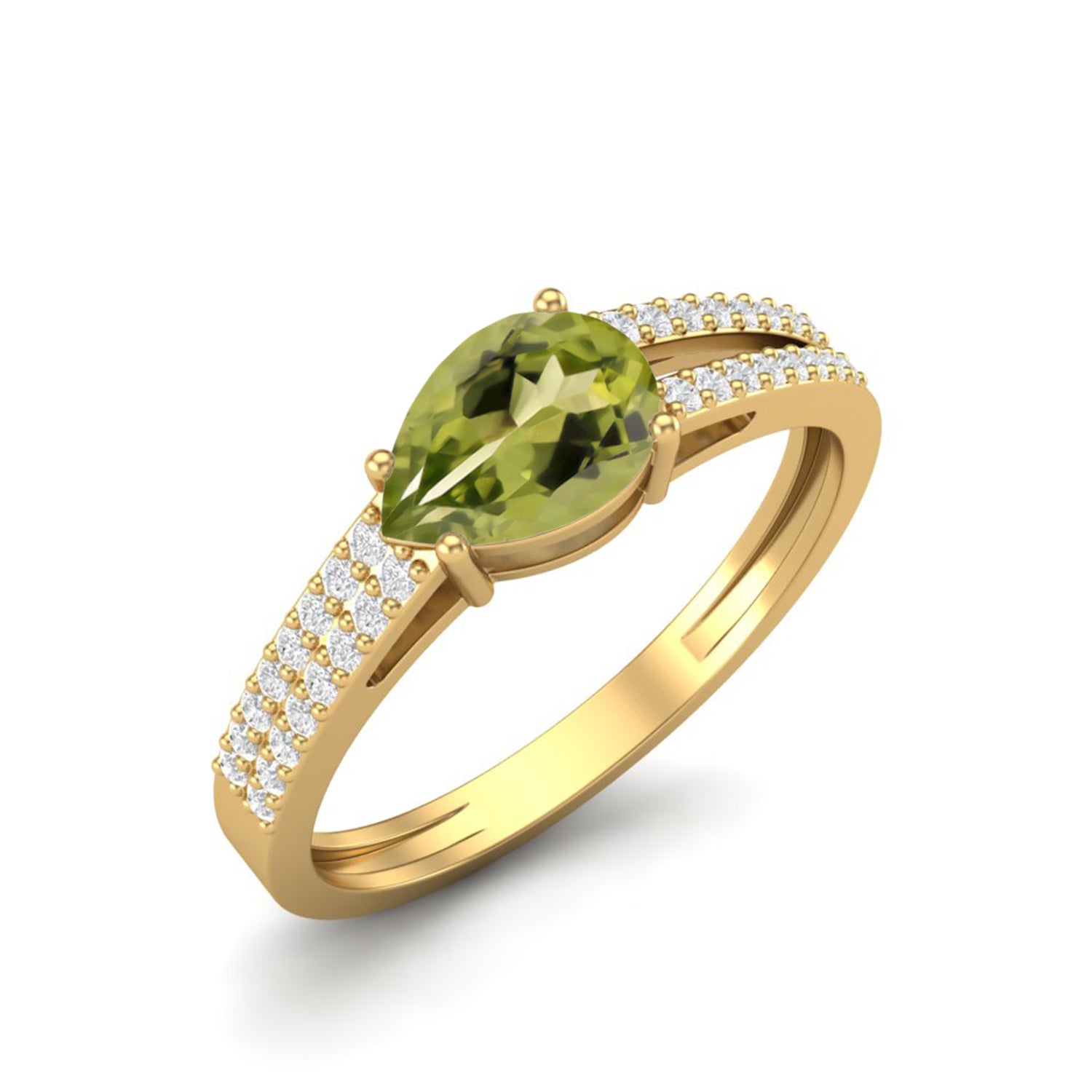 Peridot Classic Split Shank Design Ring – Sterling Silver