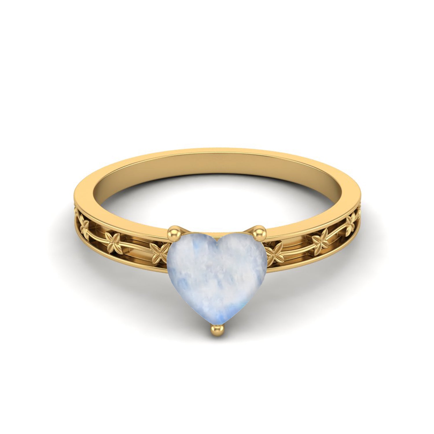 Moonstone Heart Solitaire Ring – Sterling Silver