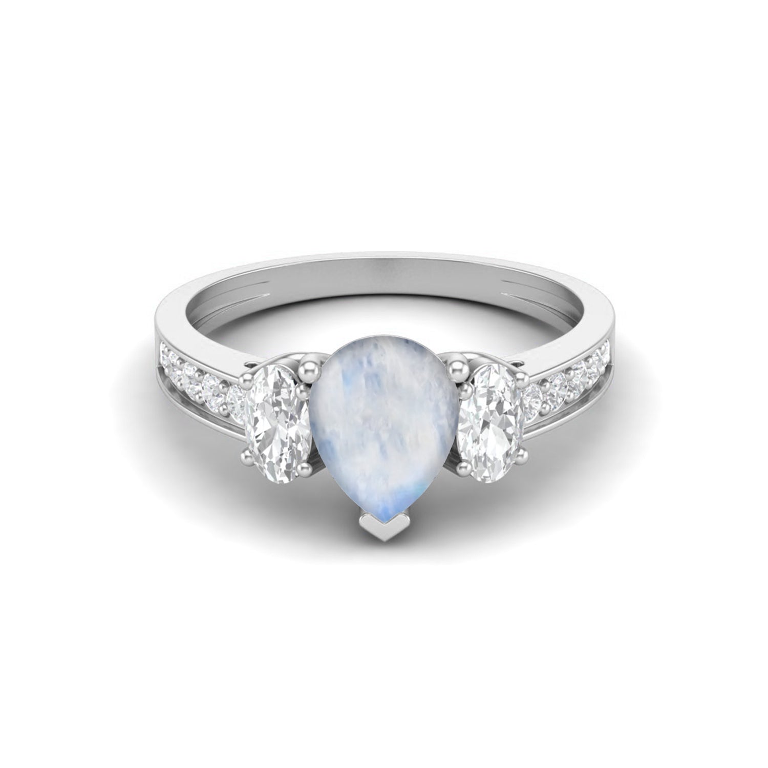 Moonstone Three Stone Ring – Sterling Silver