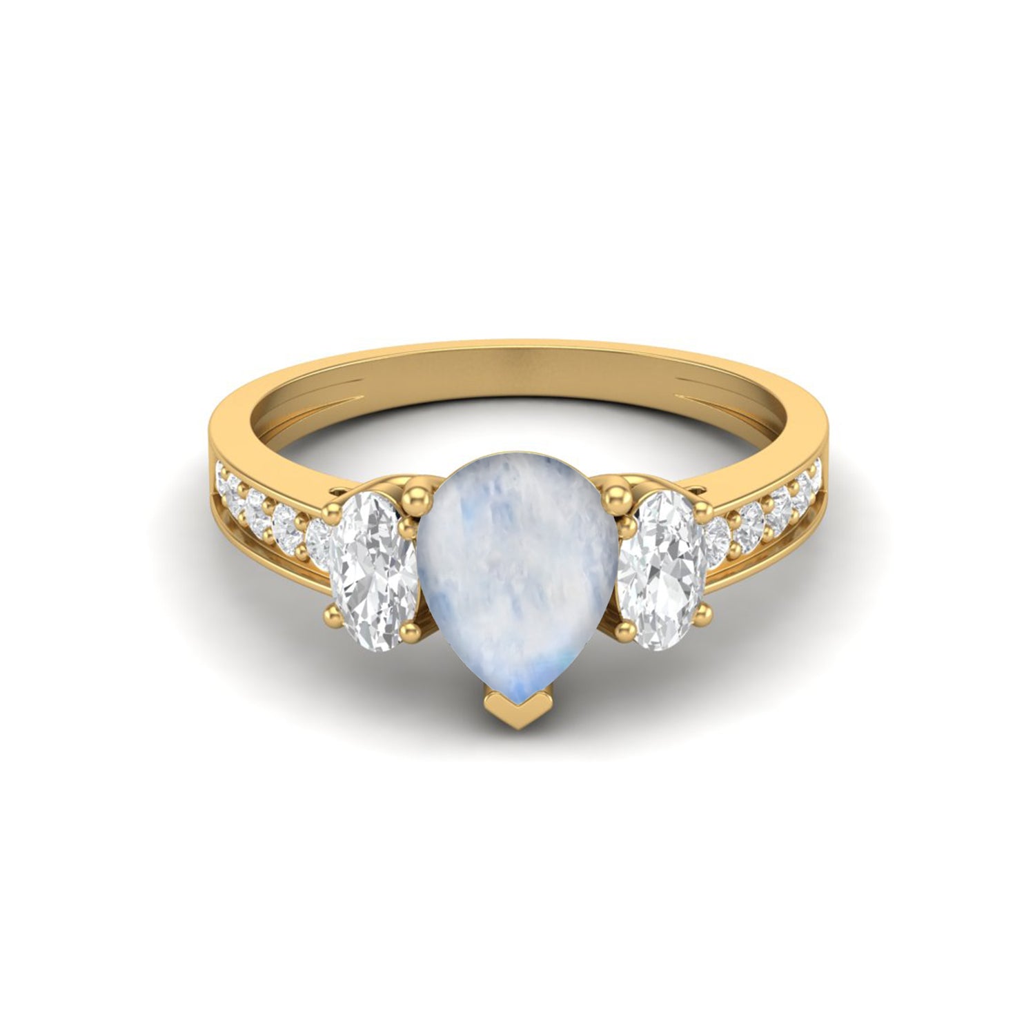 Moonstone Three Stone Ring – Sterling Silver