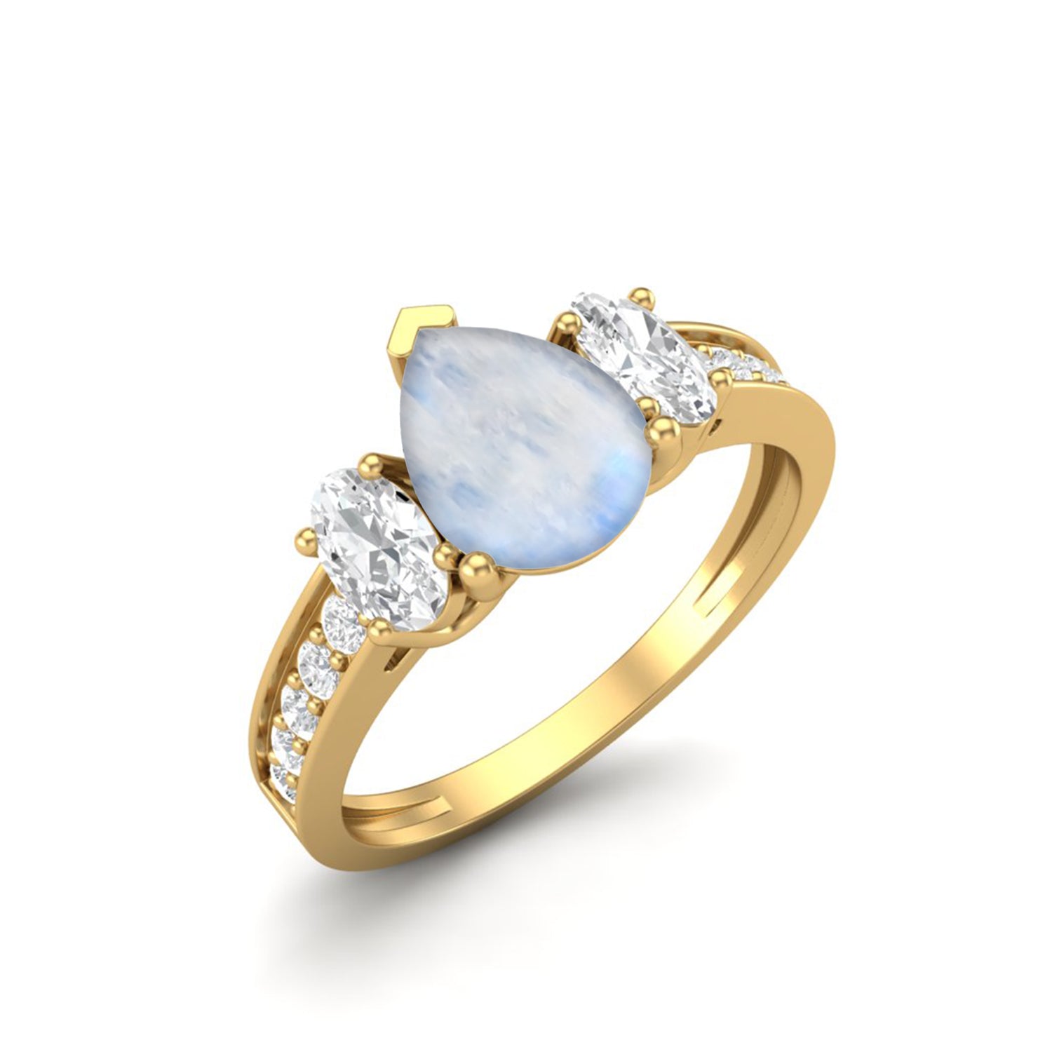 Moonstone Three Stone Ring – Sterling Silver
