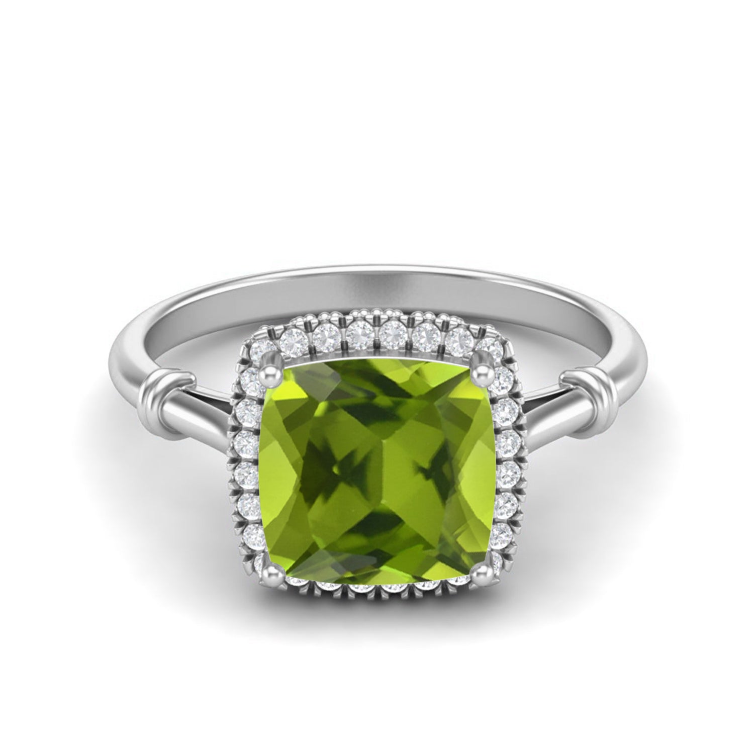 Peridot Solitaire Vintage Style Ring – Sterling Silver