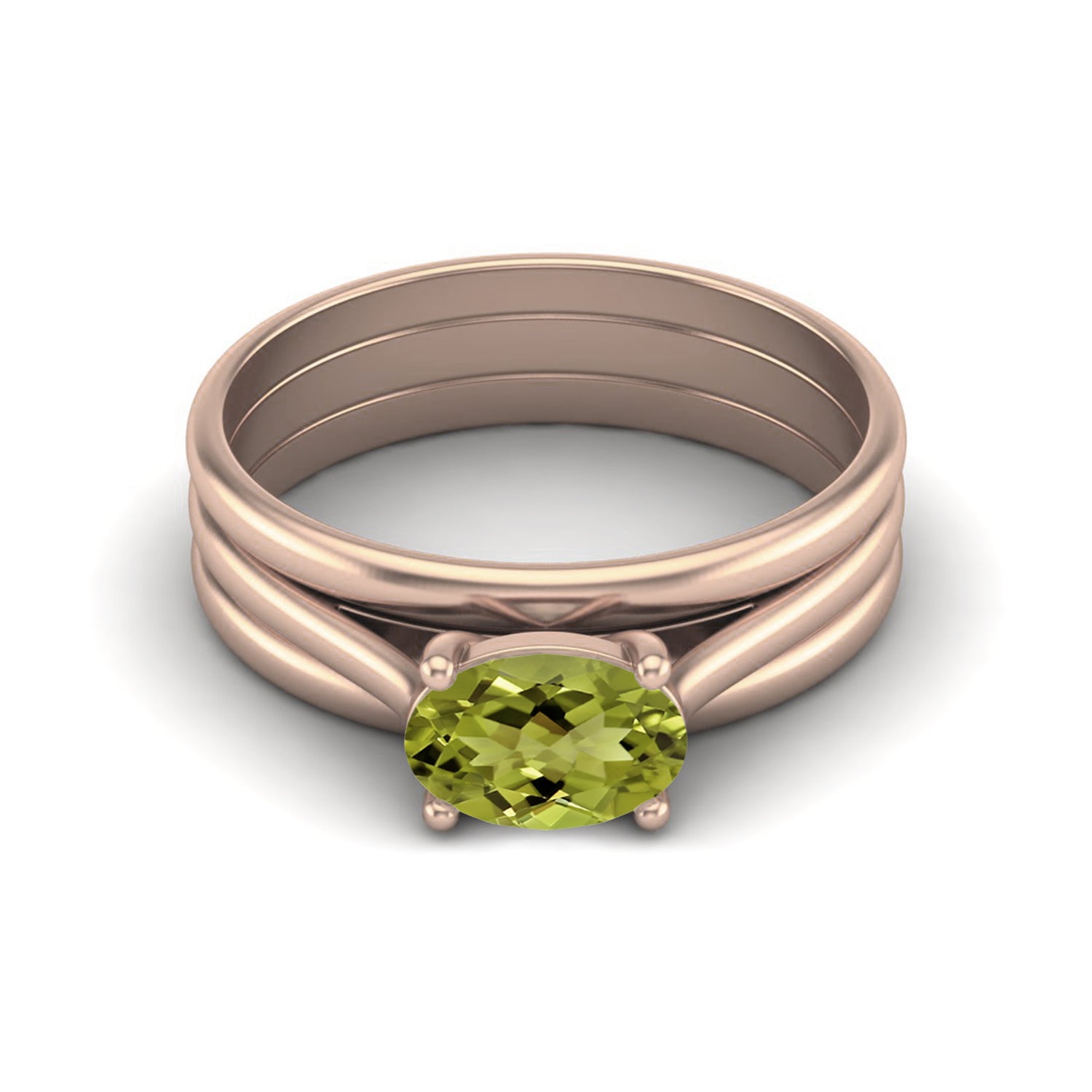 Peridot Split Triple Shank Statement Ring – Sterling Silver