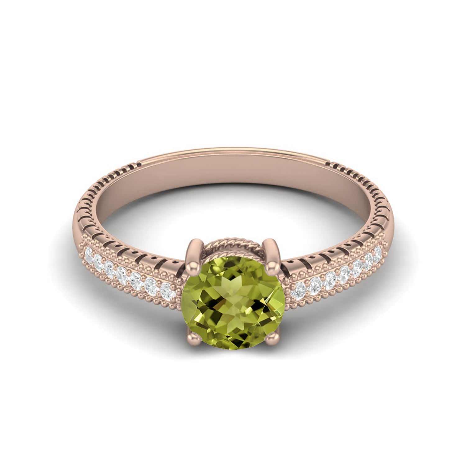 Peridot Dual Row Rope Detailing Ring – Sterling Silver