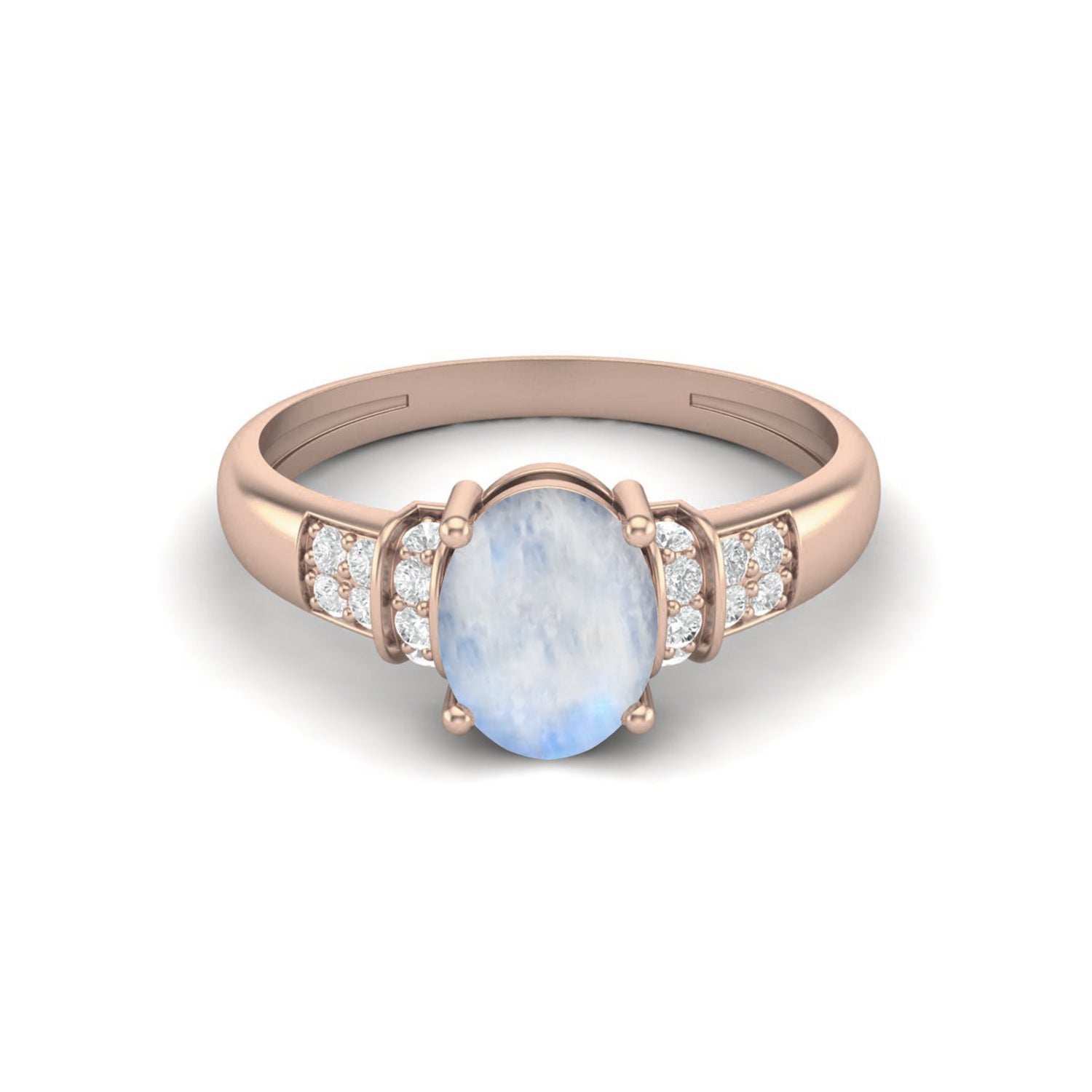 Moonstone Oval Solitaire Ring – Sterling Silver
