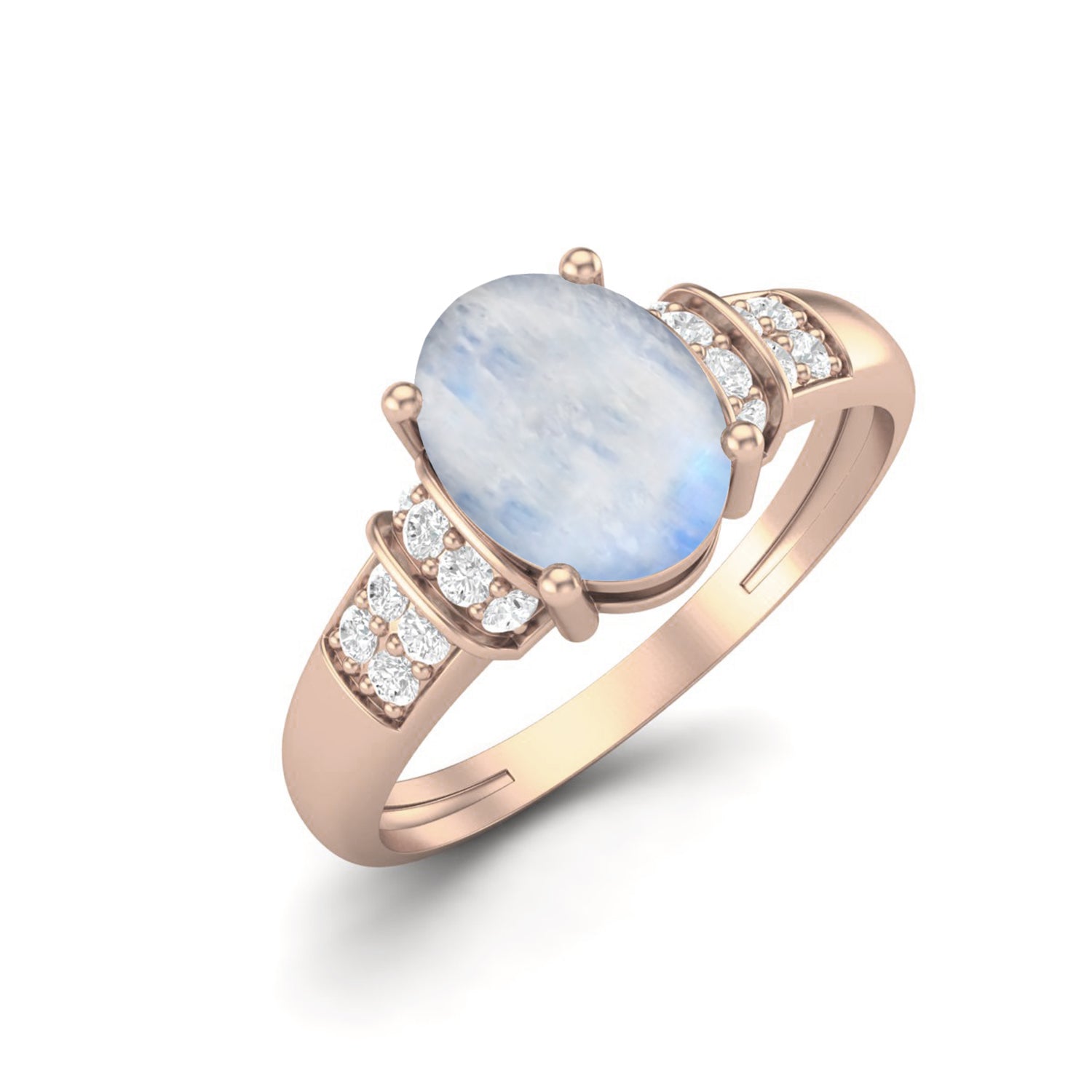 Moonstone Oval Solitaire Ring – Sterling Silver