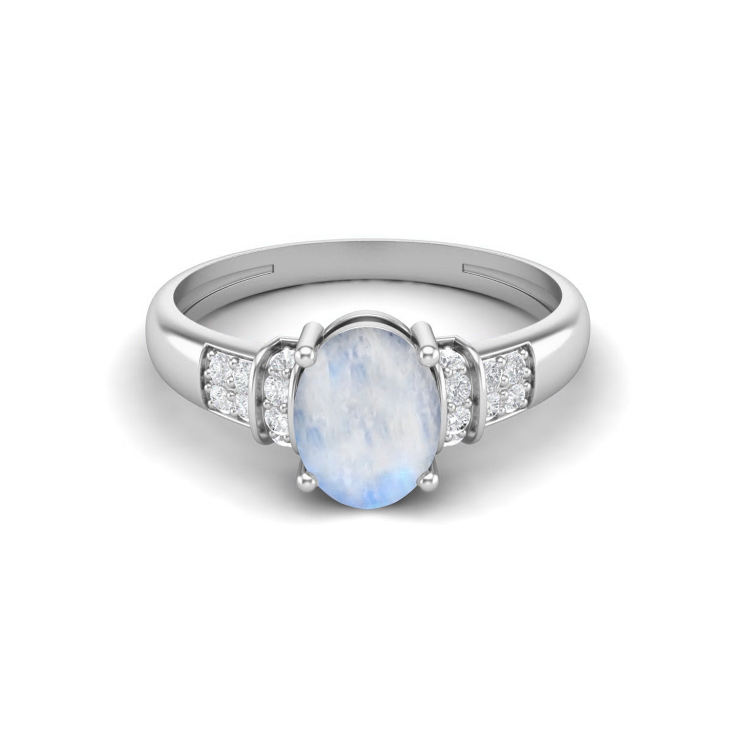 Moonstone Oval Solitaire Ring – Sterling Silver