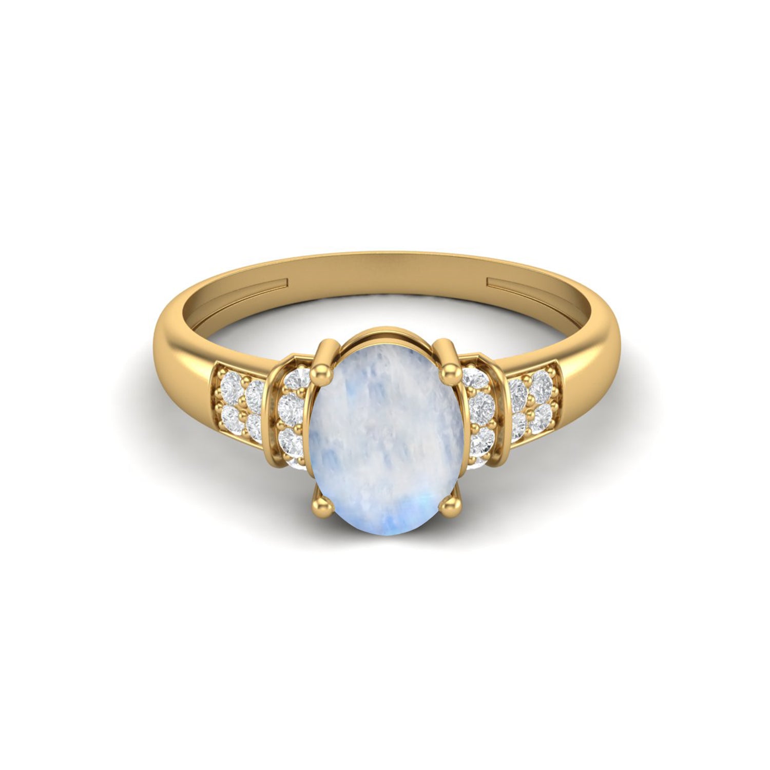 Moonstone Oval Solitaire Ring – Sterling Silver