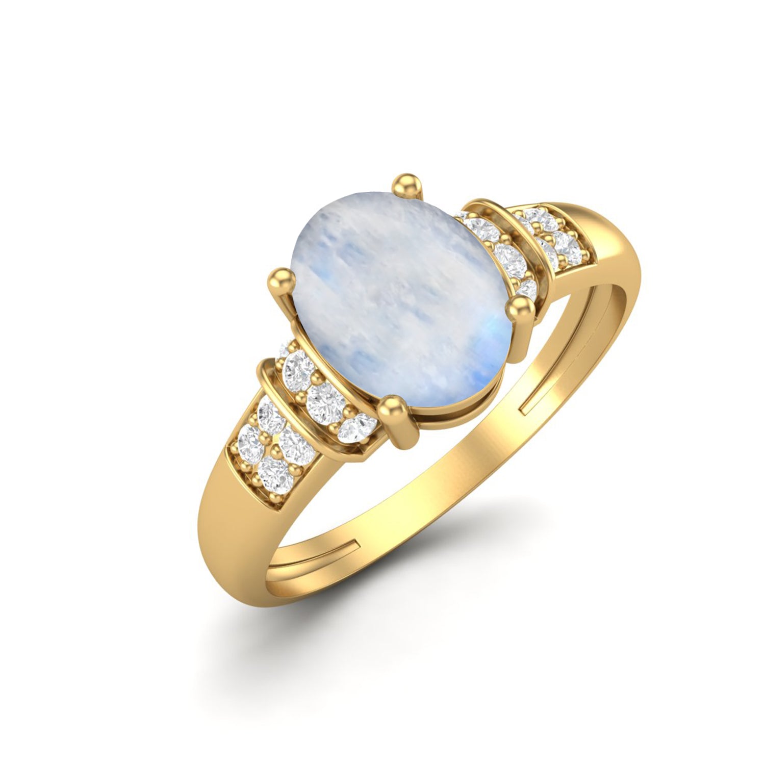 Moonstone Oval Solitaire Ring – Sterling Silver