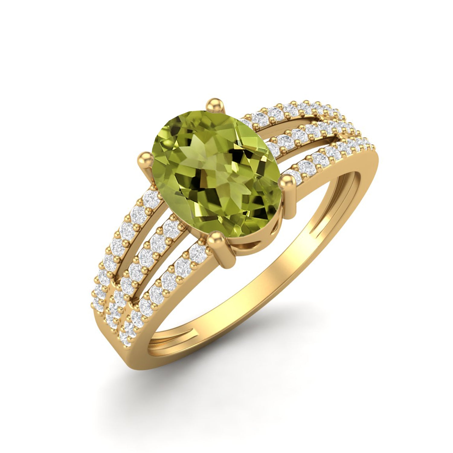 Anello a fascia con tripla fila di peridoto e pavé – Argento Sterling