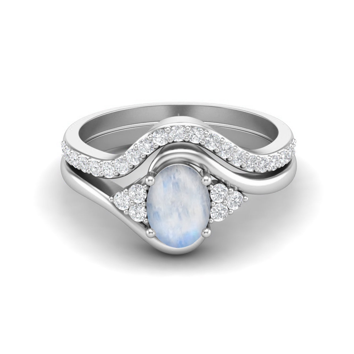 Moonstone Ring Enhancer Band Ring - Sterling Silver