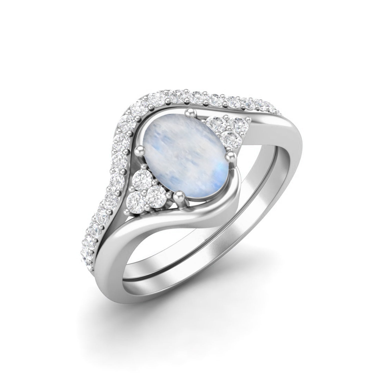 Moonstone Ring Enhancer Band Ring - Sterling Silver