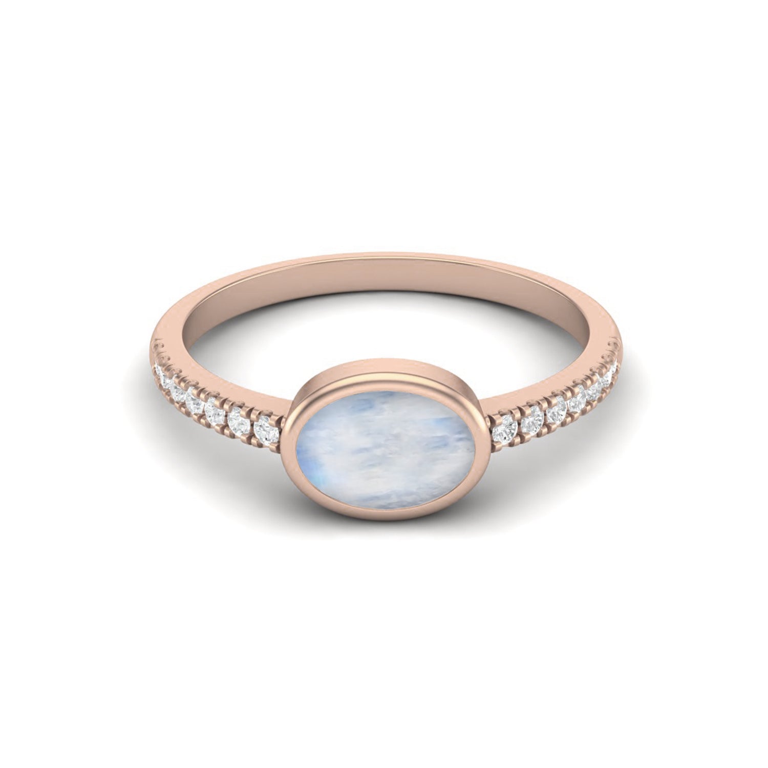 Moonstone Oval Bezel Se Solitaire Ring – Sterling Silver