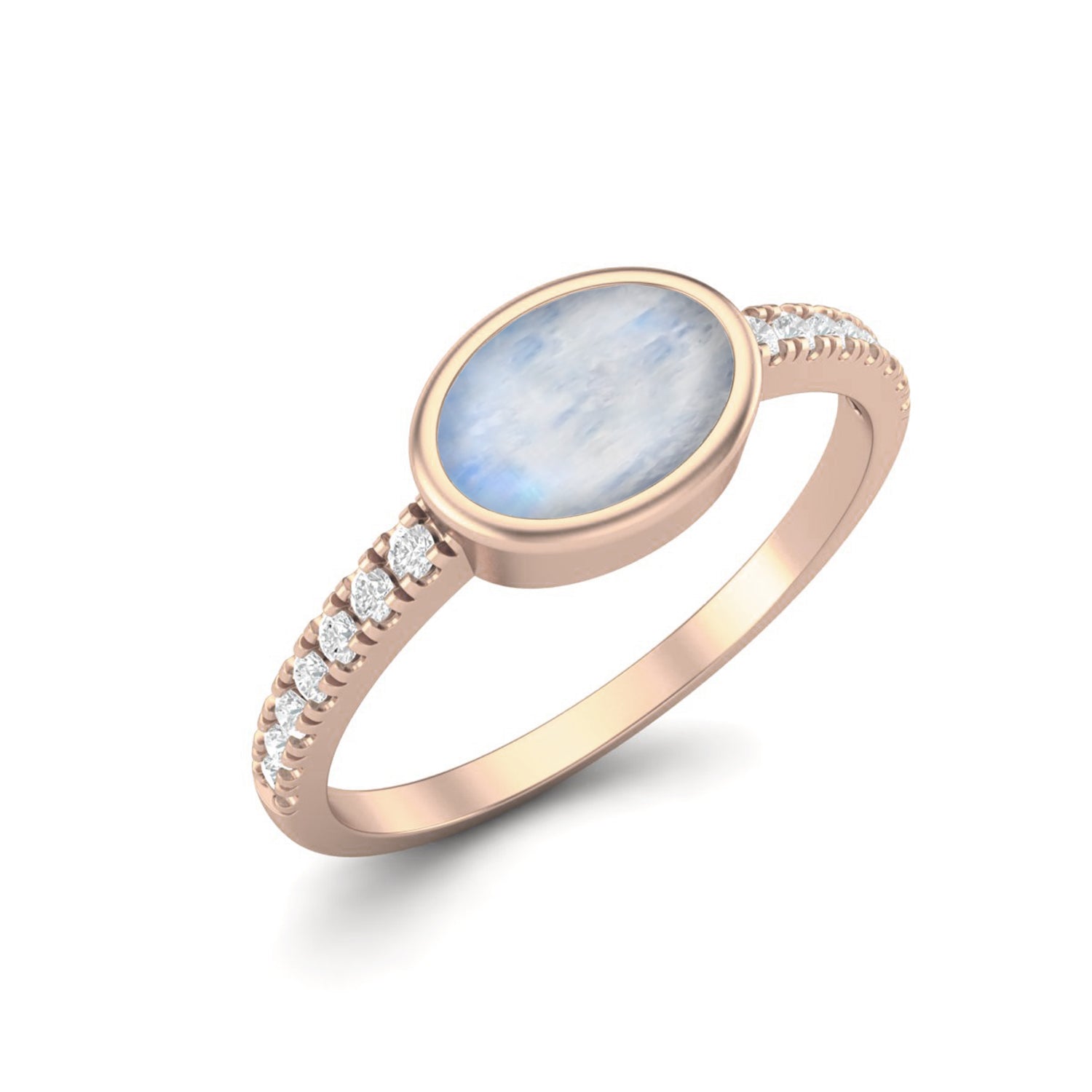 Moonstone Oval Bezel Se Solitaire Ring – Sterling Silver