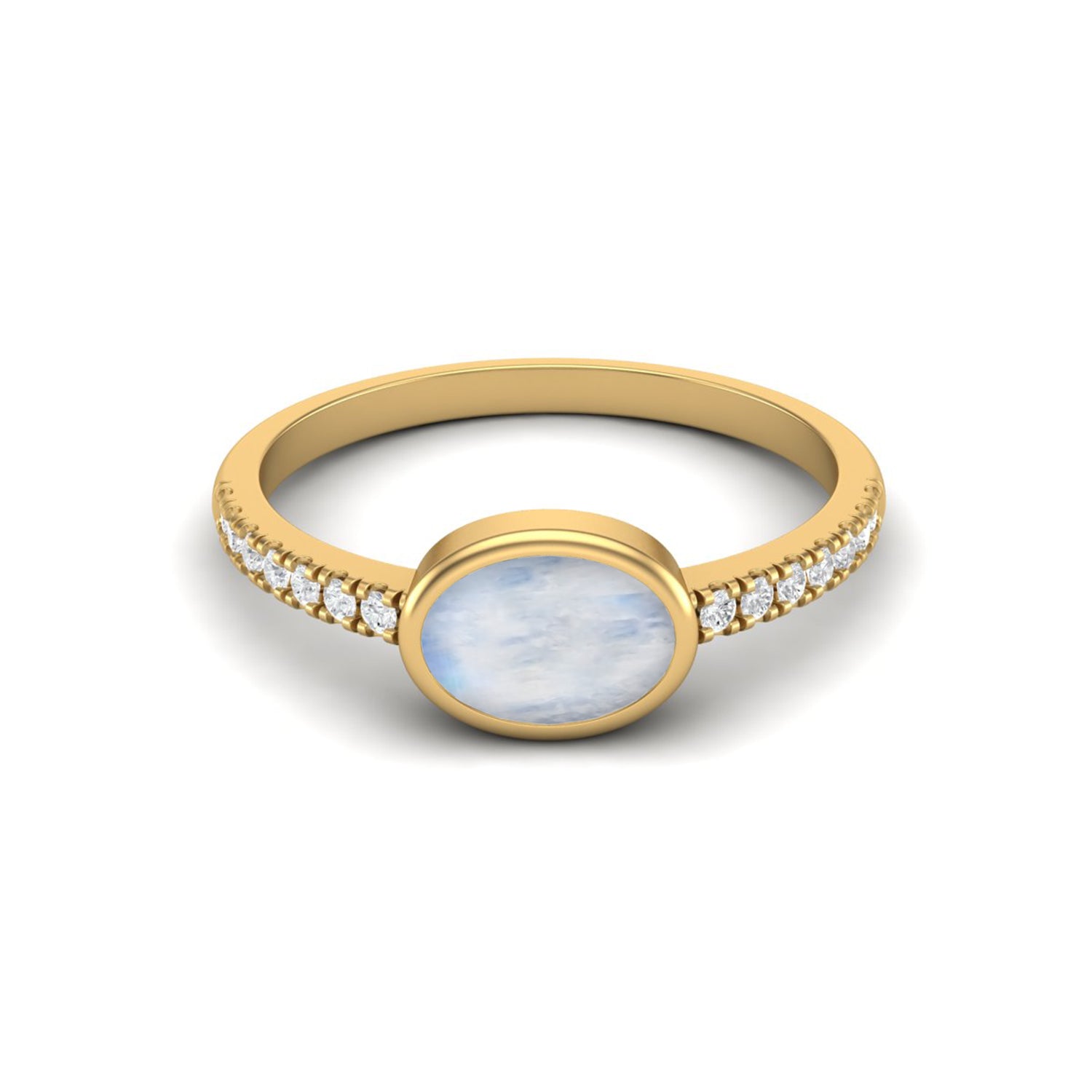 Moonstone Oval Bezel Se Solitaire Ring – Sterling Silver