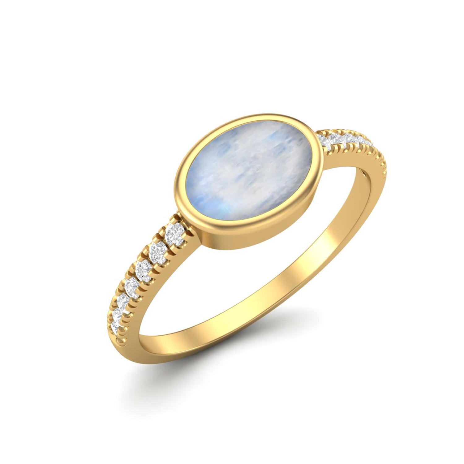 Moonstone Oval Bezel Se Solitaire Ring – Sterling Silver