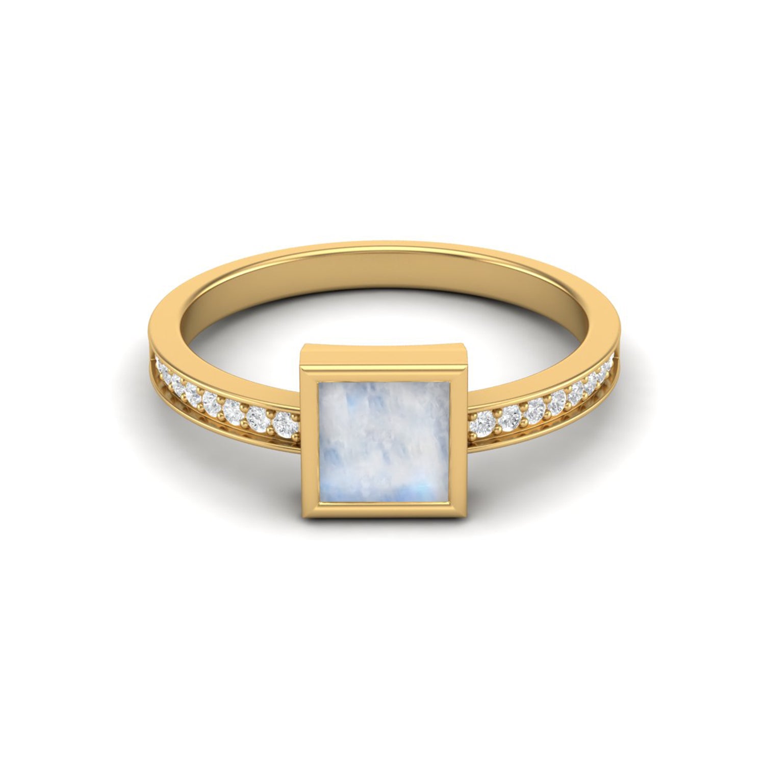 Moonstone Square Bezel Set Ring – Sterling Silver