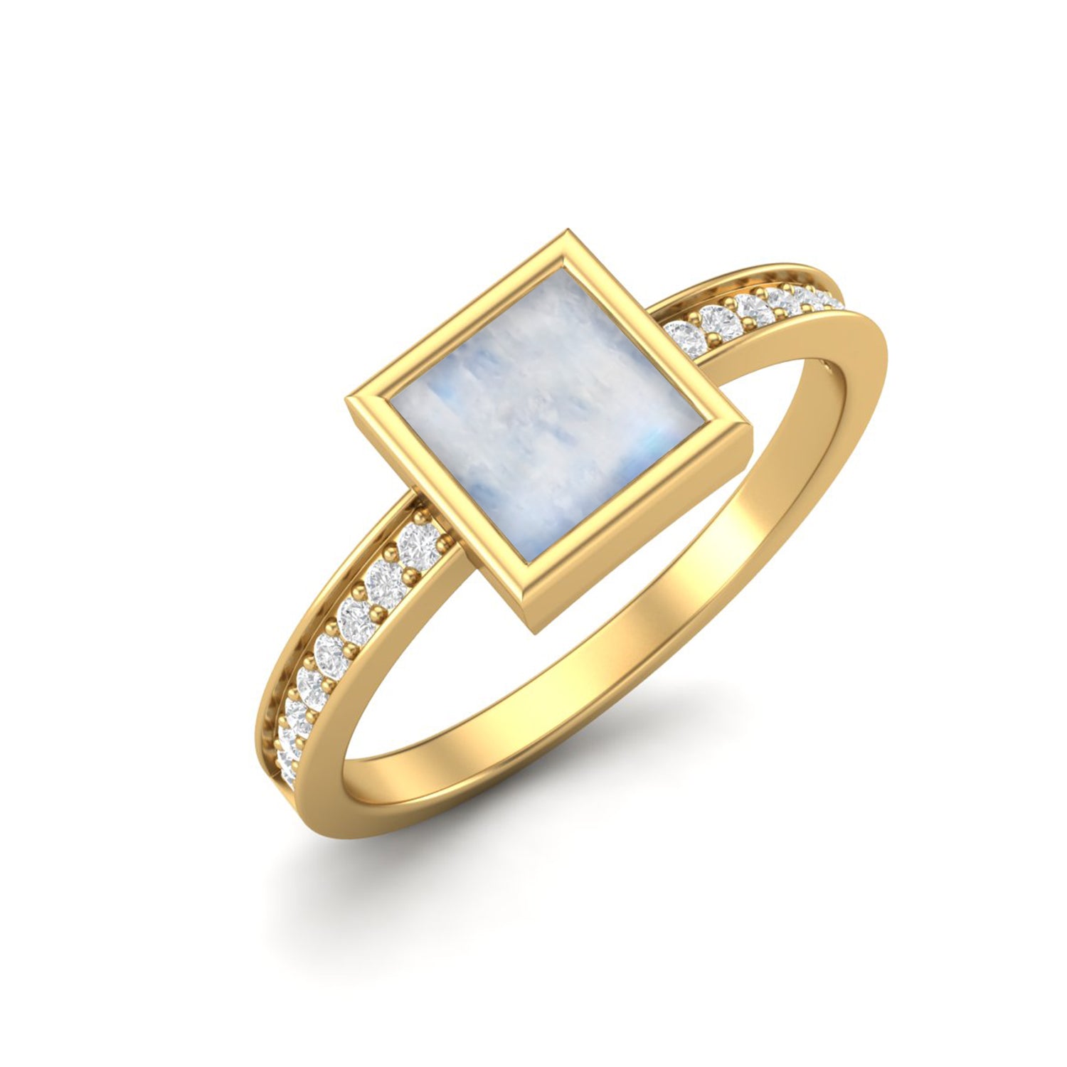 Moonstone Square Bezel Set Ring – Sterling Silver