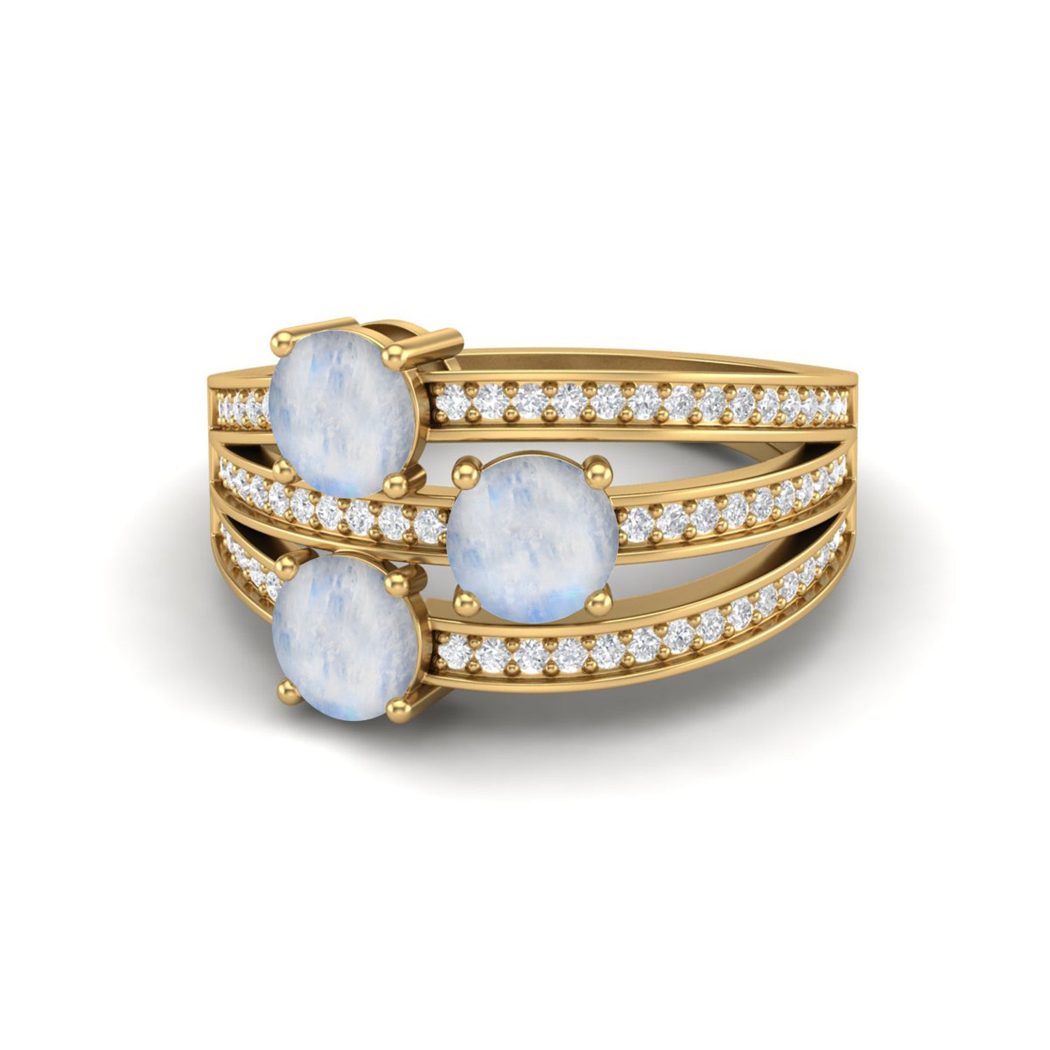 Moonstone Multi-Band Design Ring – Sterling Silver