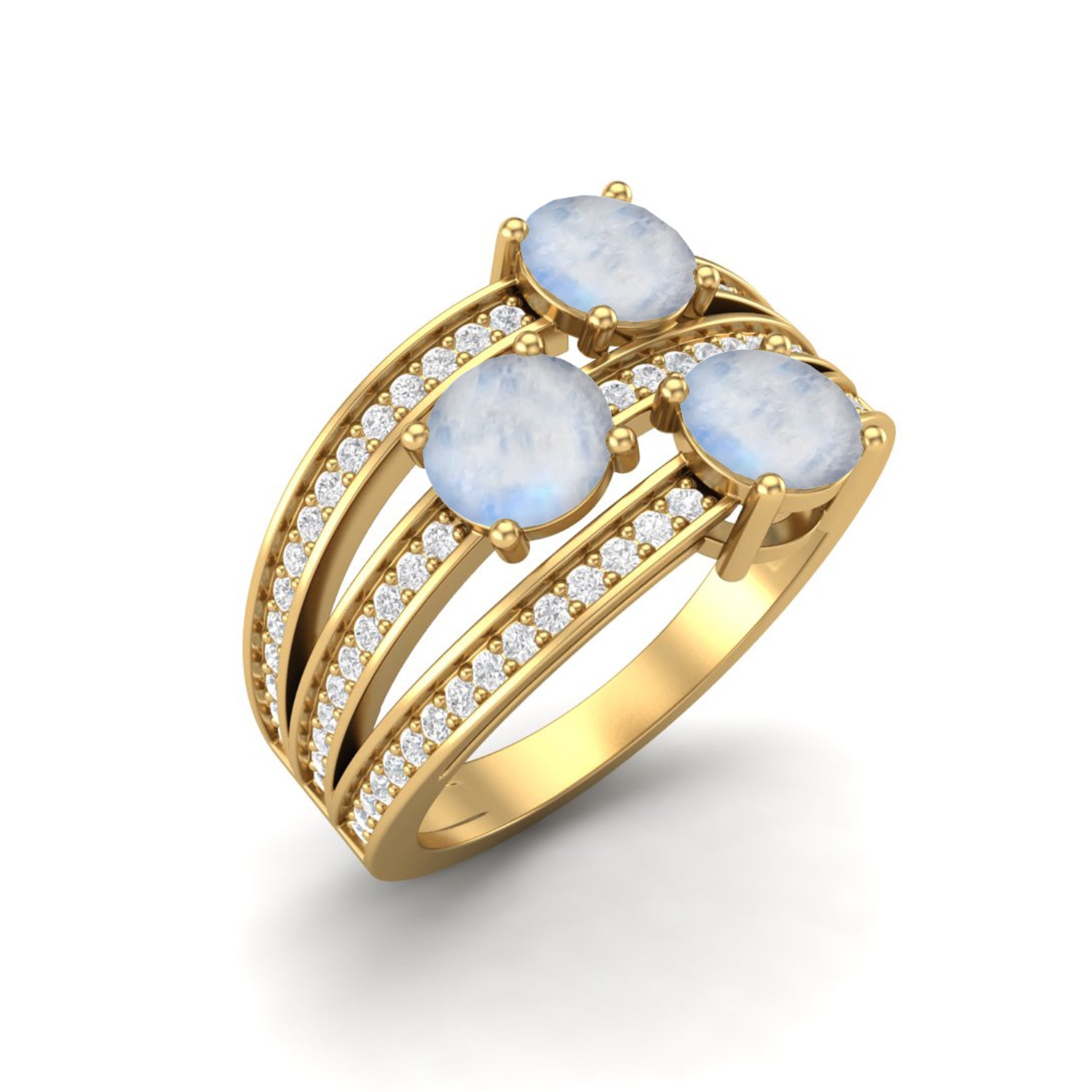 Moonstone Multi-Band Design Ring – Sterling Silver