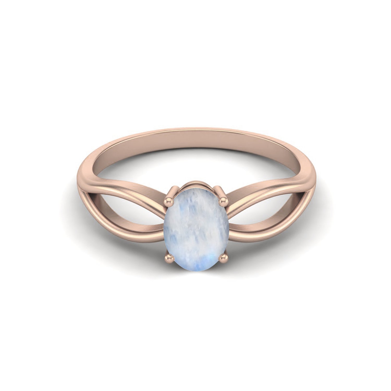 Moonstone Split Shank Minimalist Design Ring – Sterling Silver