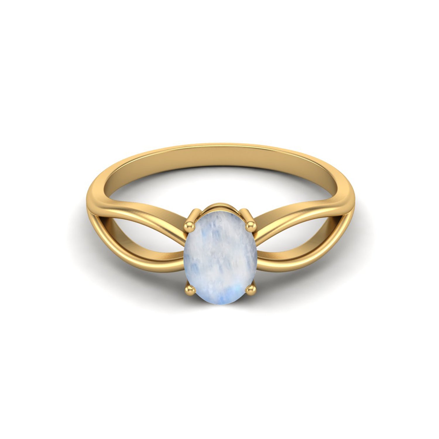 Moonstone Split Shank Minimalist Design Ring – Sterling Silver