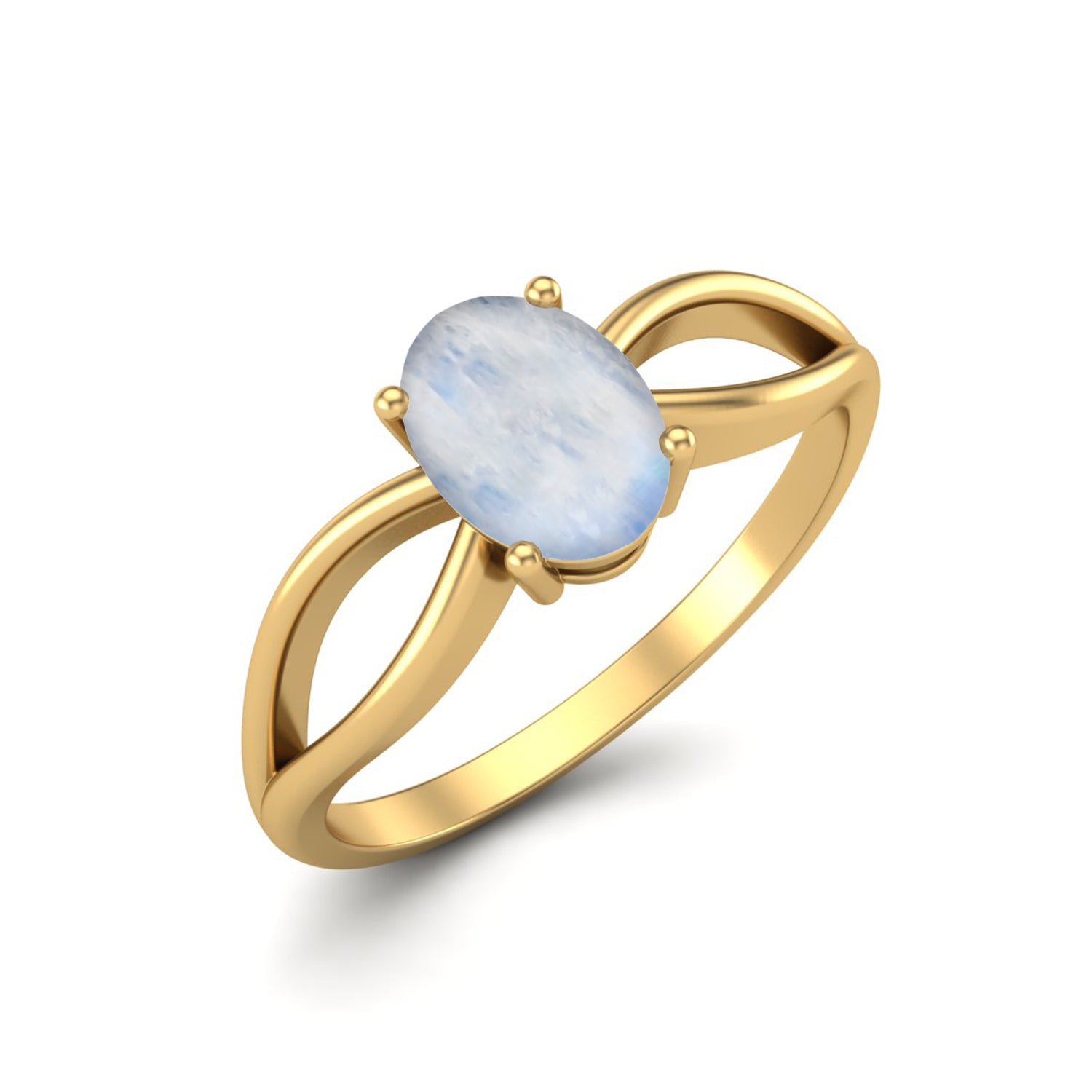 Moonstone Split Shank Minimalist Design Ring – Sterling Silver