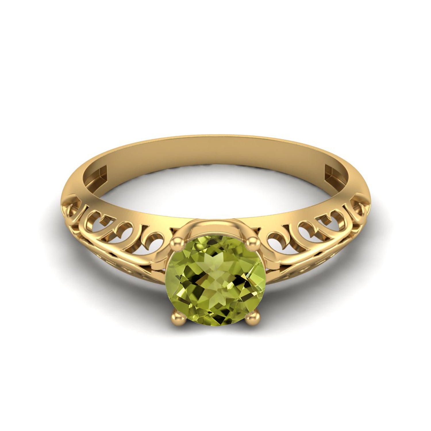 Peridot Vintage Scrollwork Band Design Ring – Sterling Silver