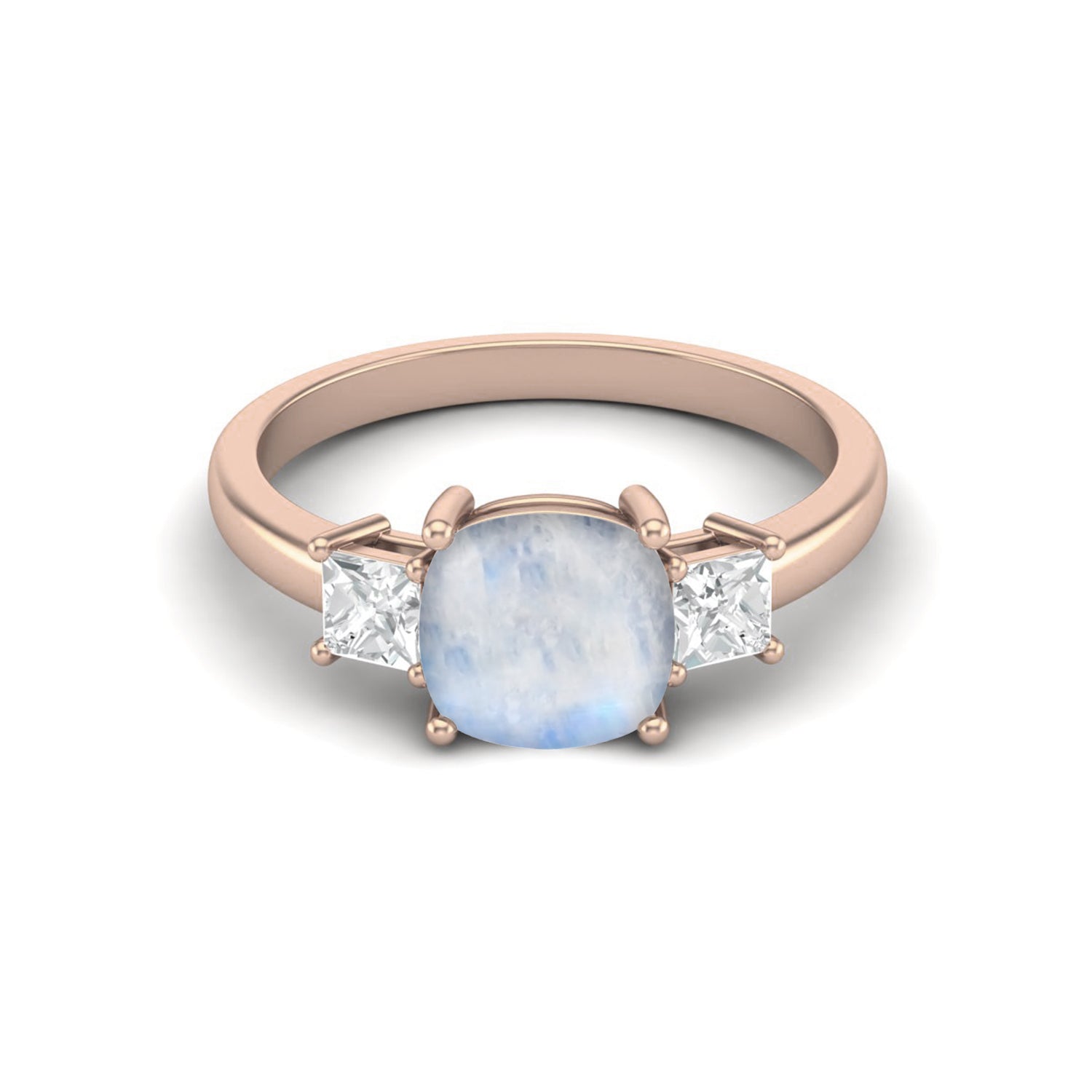Moonstone Three Stone Ring – Sterling Silver
