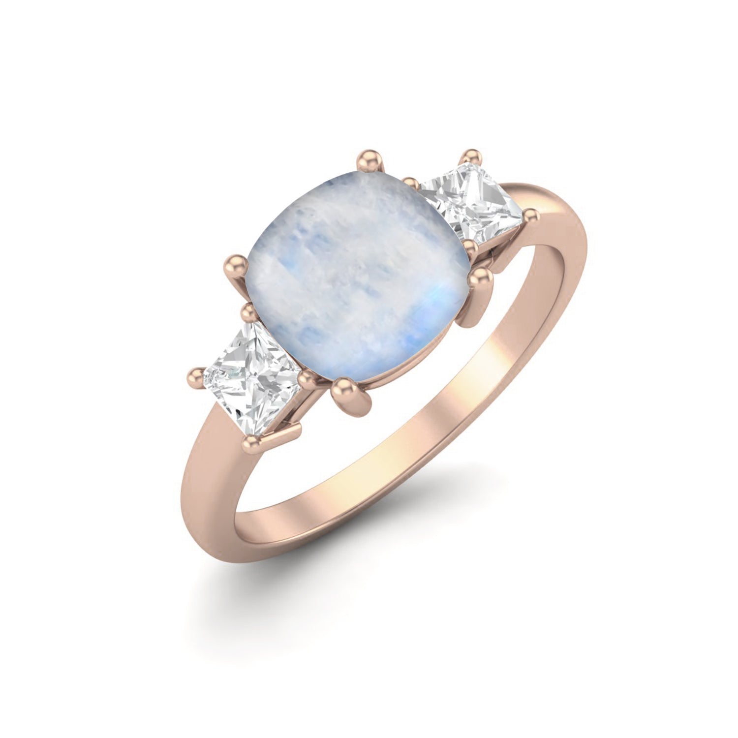 Moonstone Three Stone Ring – Sterling Silver
