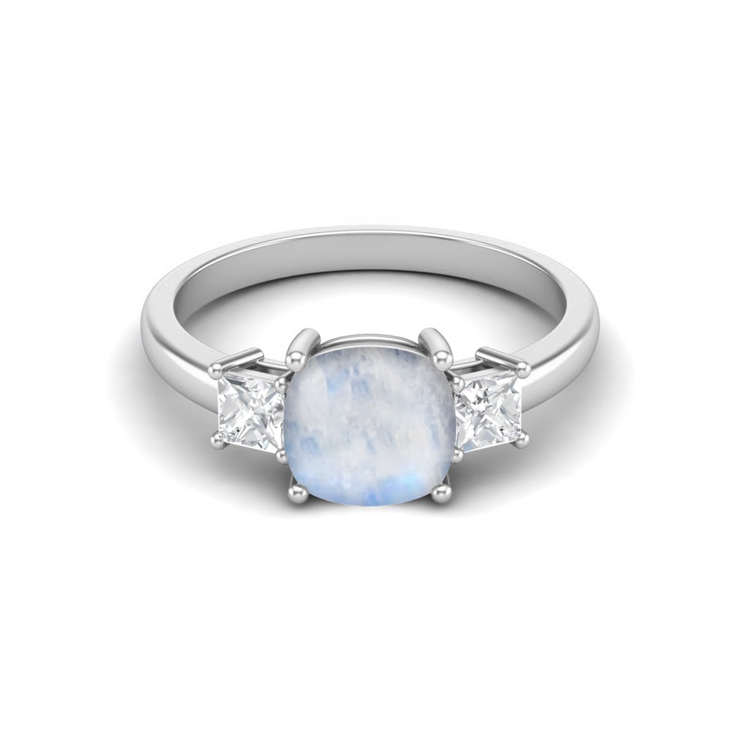 Moonstone Three Stone Ring – Sterling Silver