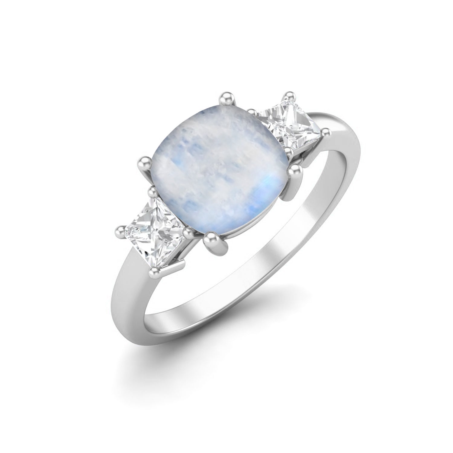 Moonstone Three Stone Ring – Sterling Silver