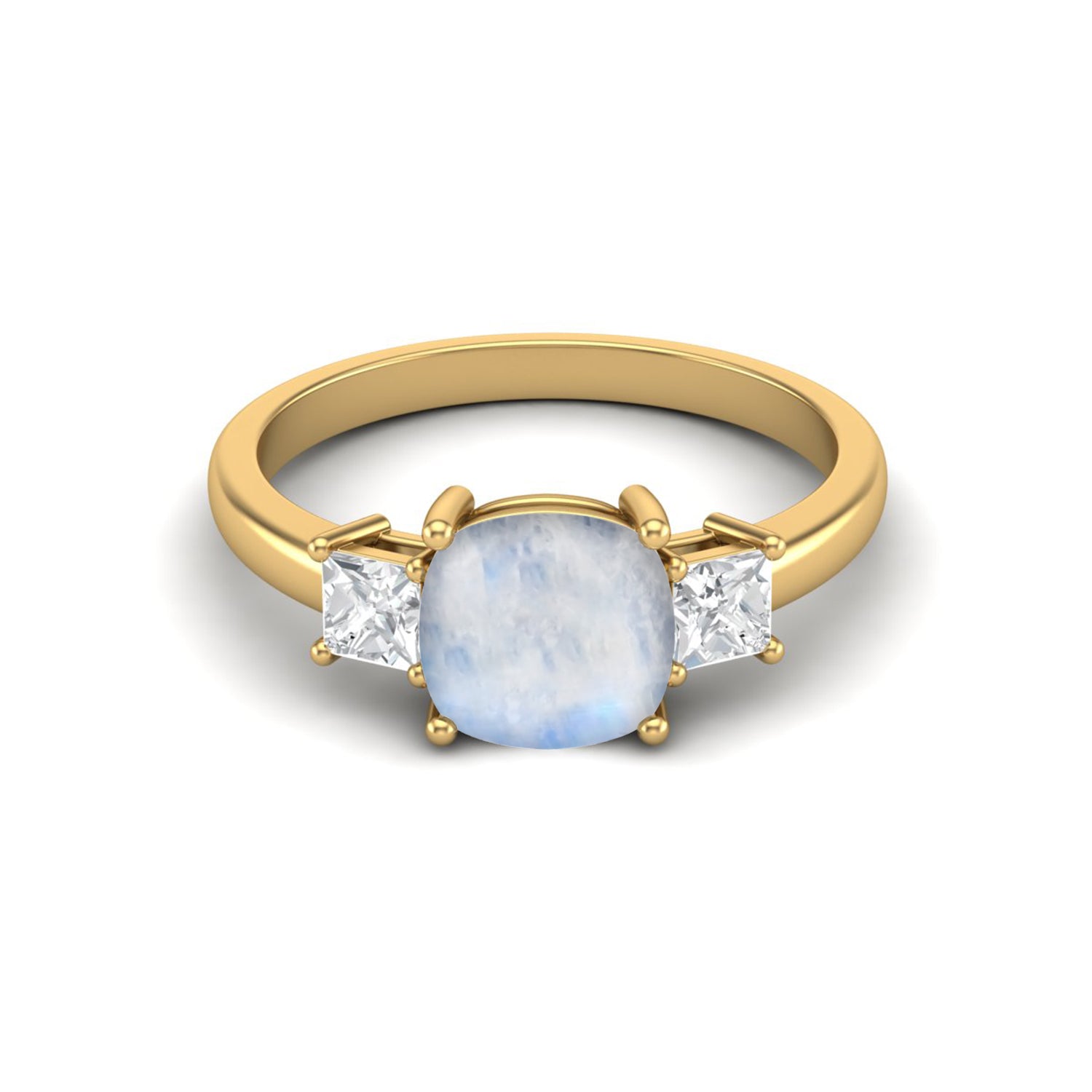Moonstone Three Stone Ring – Sterling Silver