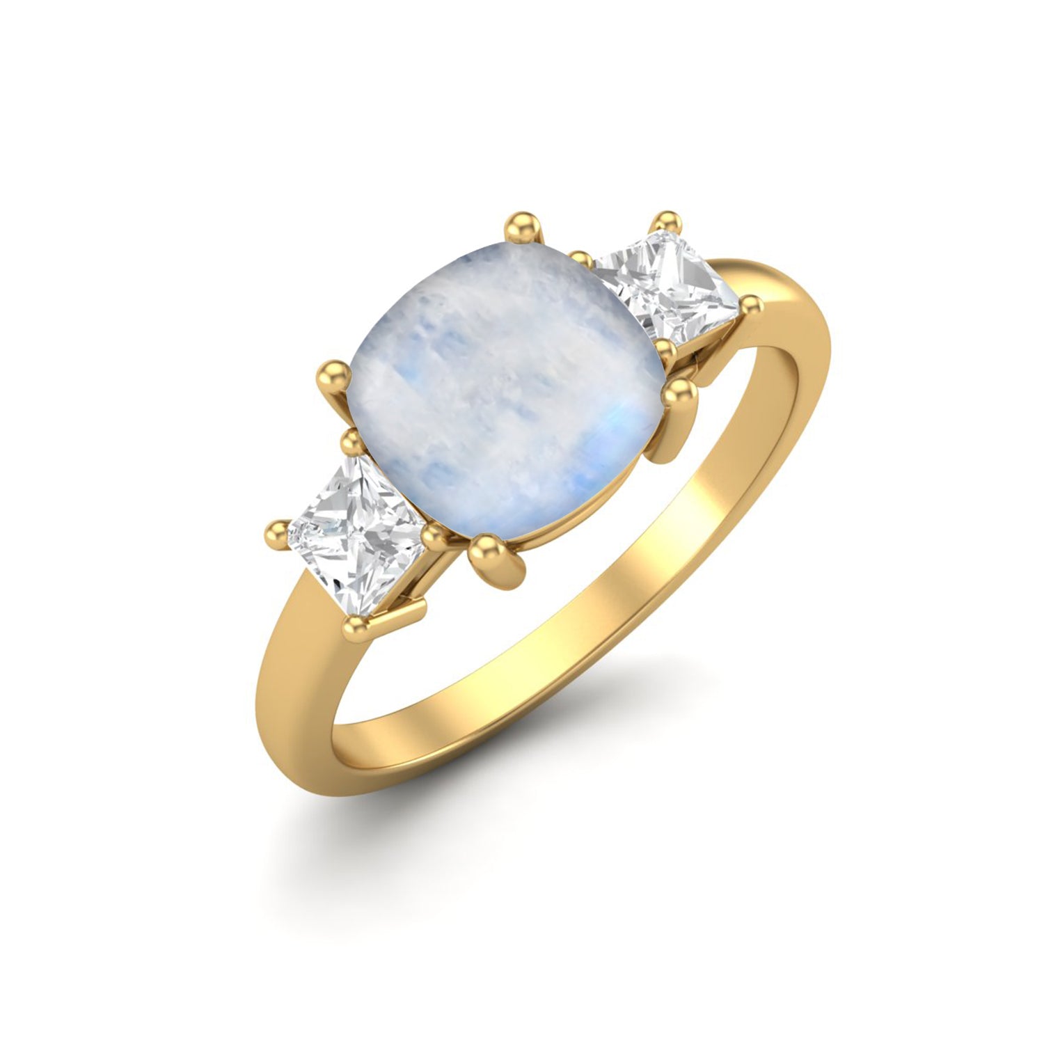 Moonstone Three Stone Ring – Sterling Silver