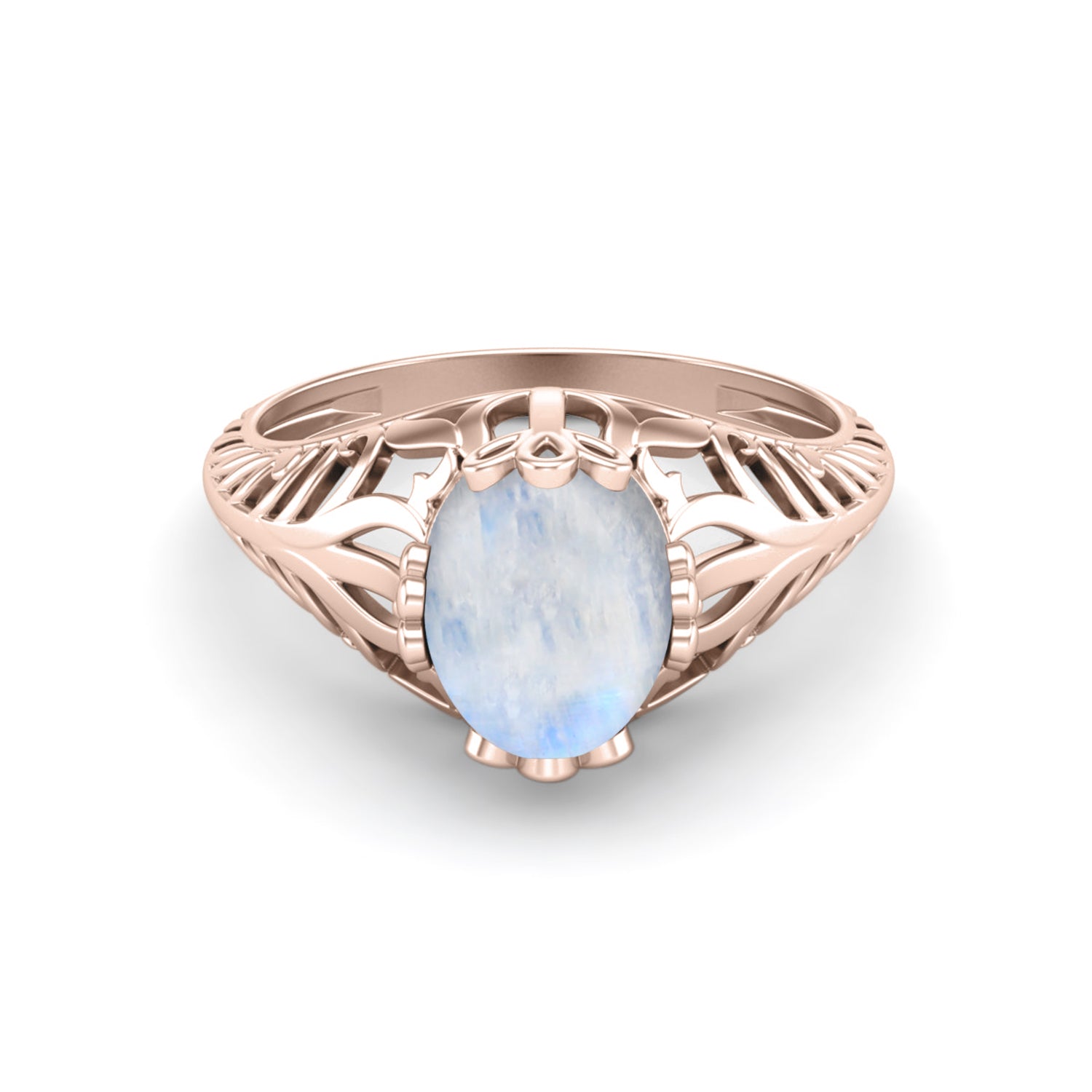 Moonstone Oval Solitaire Ring – Sterling Silver