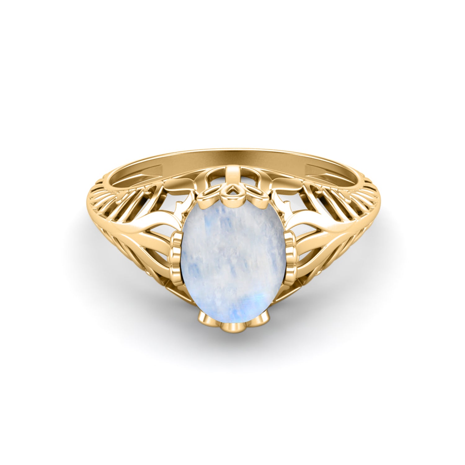 Moonstone Oval Solitaire Ring – Sterling Silver
