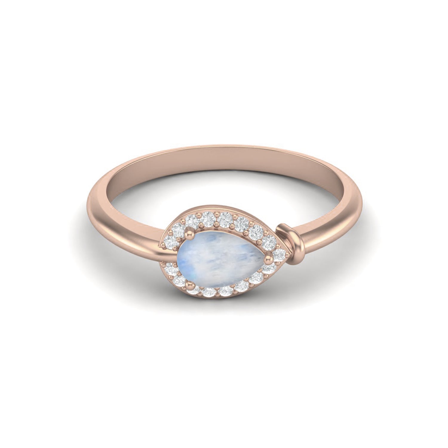 Anello di fidanzamento con alone di pietra di luna a forma di pera, anello di nozze solitario minimalista vintage