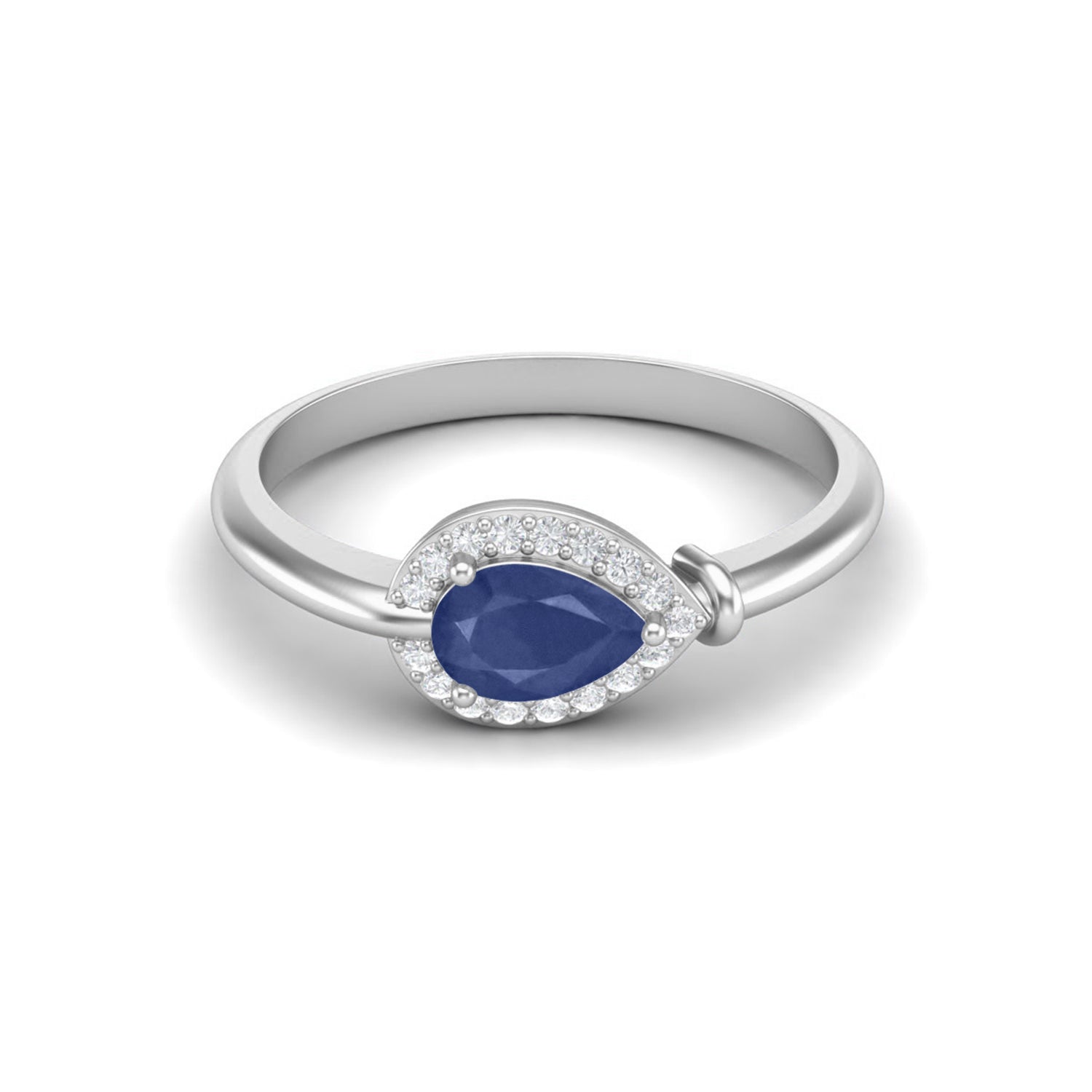 Blue Sapphire Elegant Bypass Band Ring – Sterling Silver