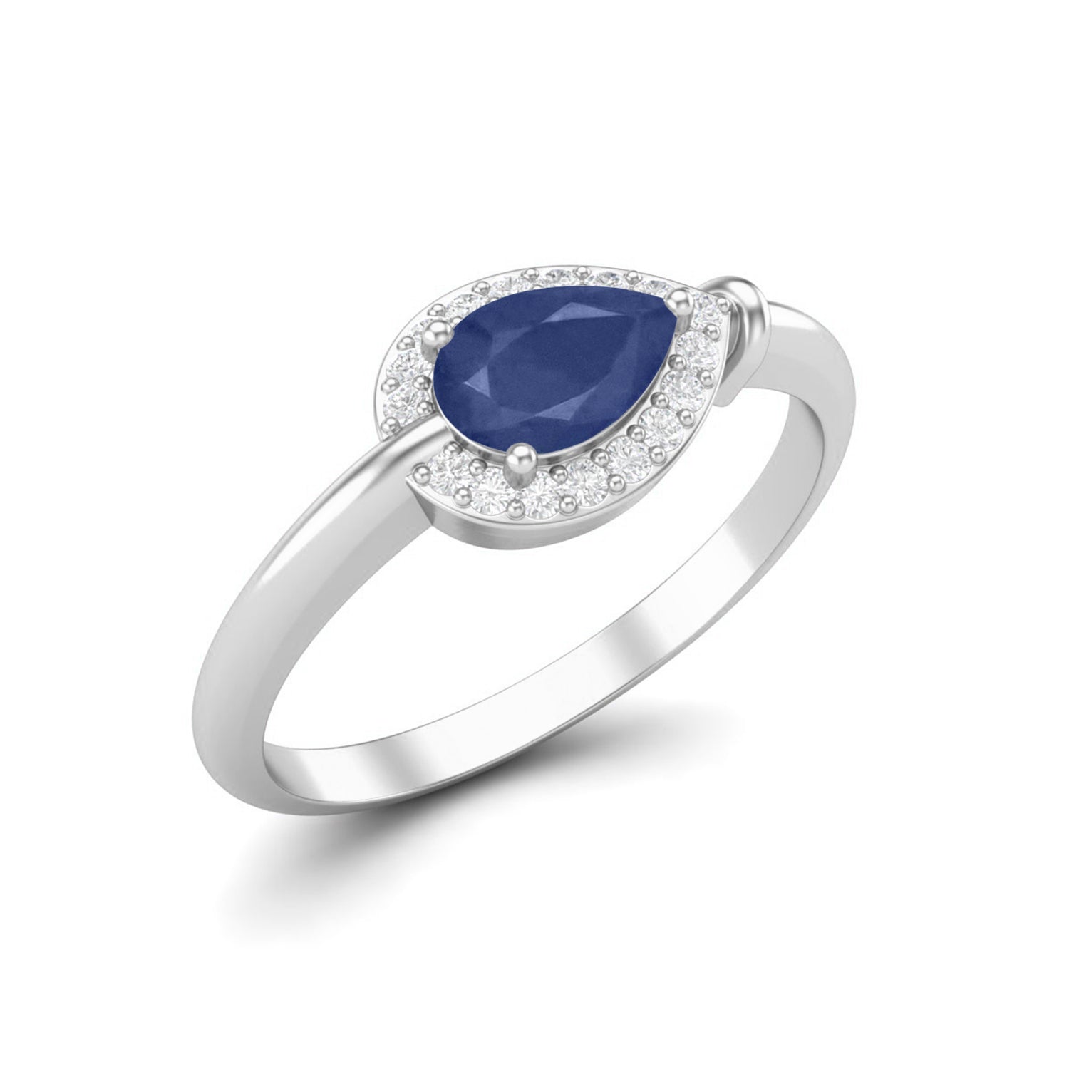 Blue Sapphire Elegant Bypass Band Ring – Sterling Silver