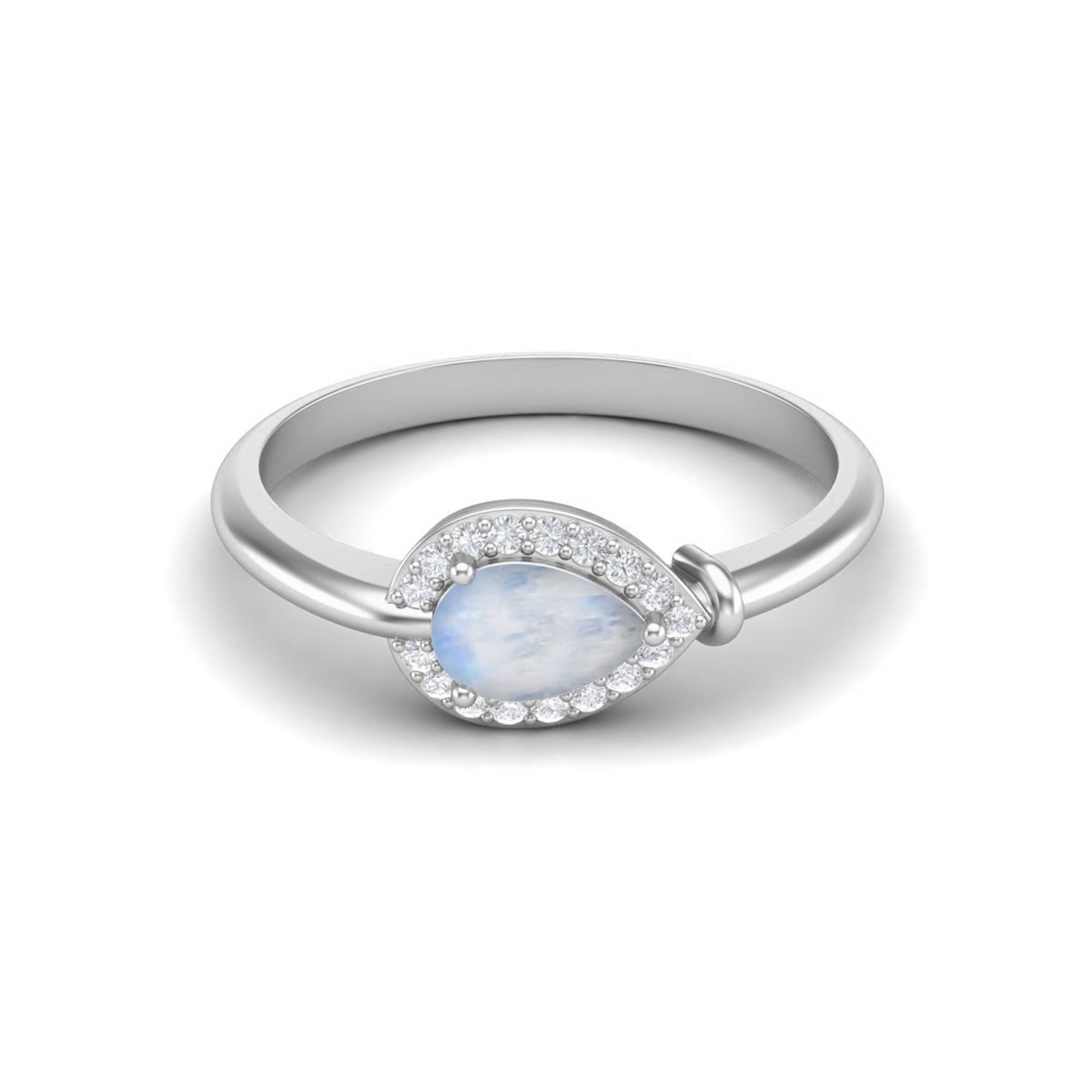 Anello di fidanzamento con alone di pietra di luna a forma di pera, anello di nozze solitario minimalista vintage