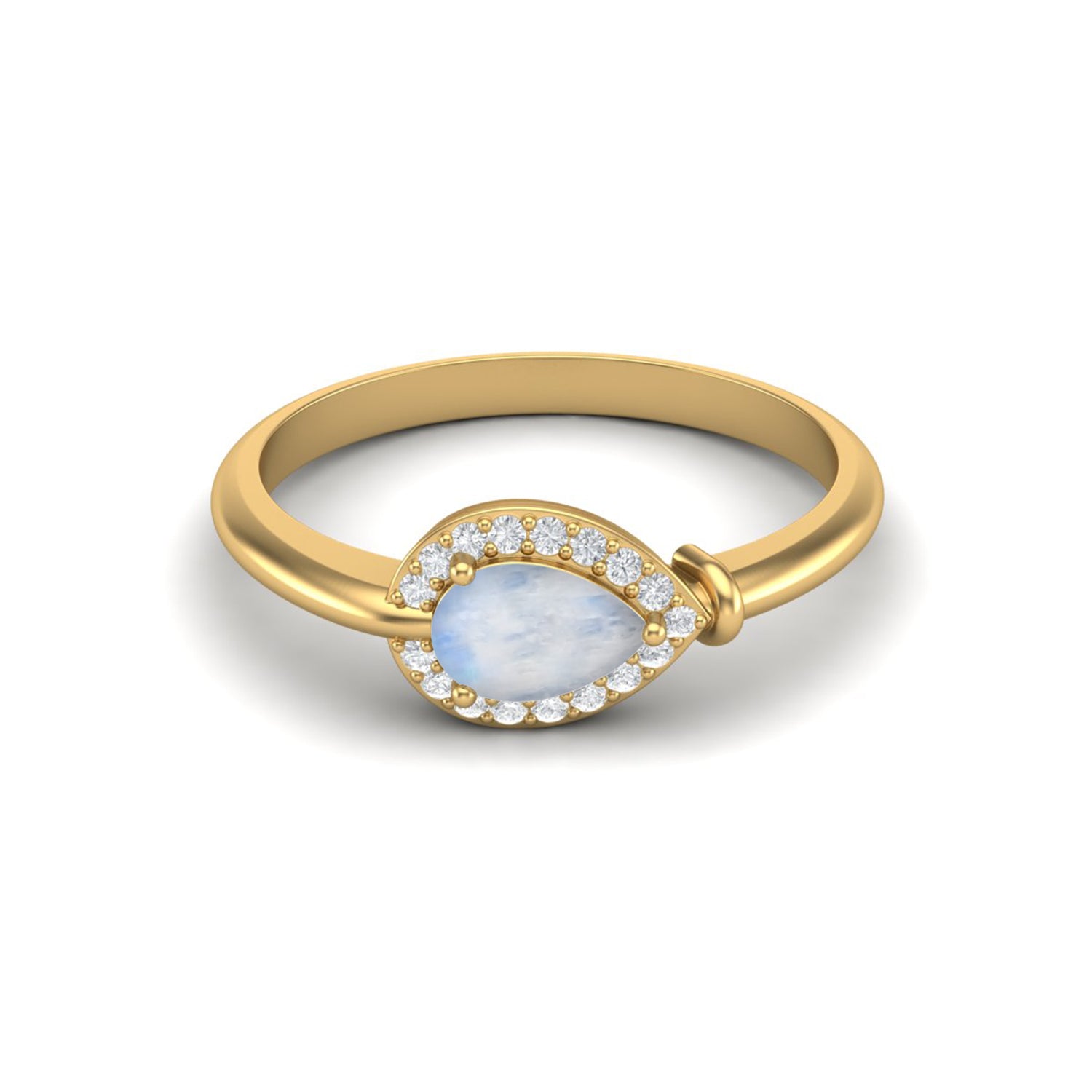 Anello di fidanzamento con alone di pietra di luna a forma di pera, anello di nozze solitario minimalista vintage