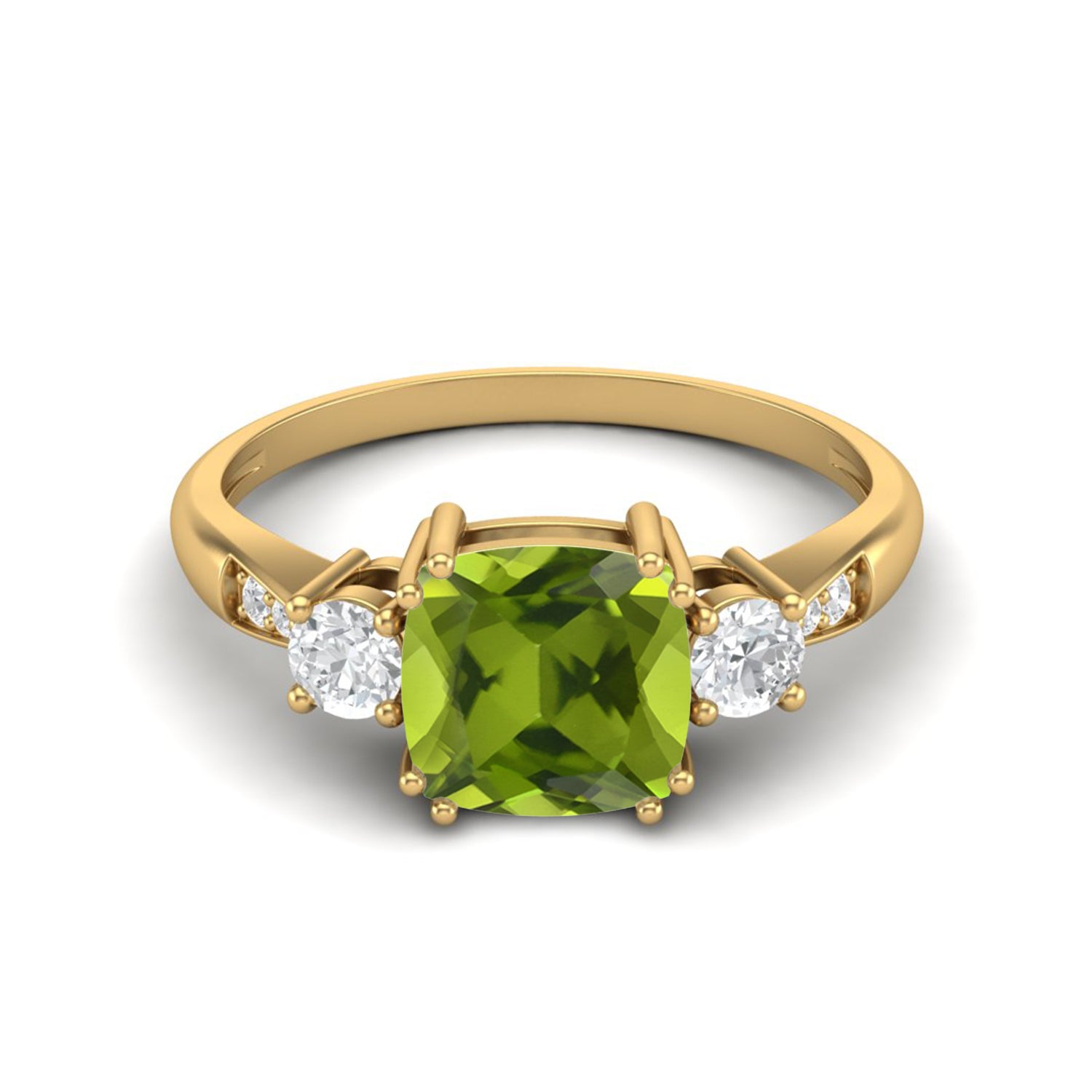 Peridot Three Stone Classic Design Ring – Sterling Silver