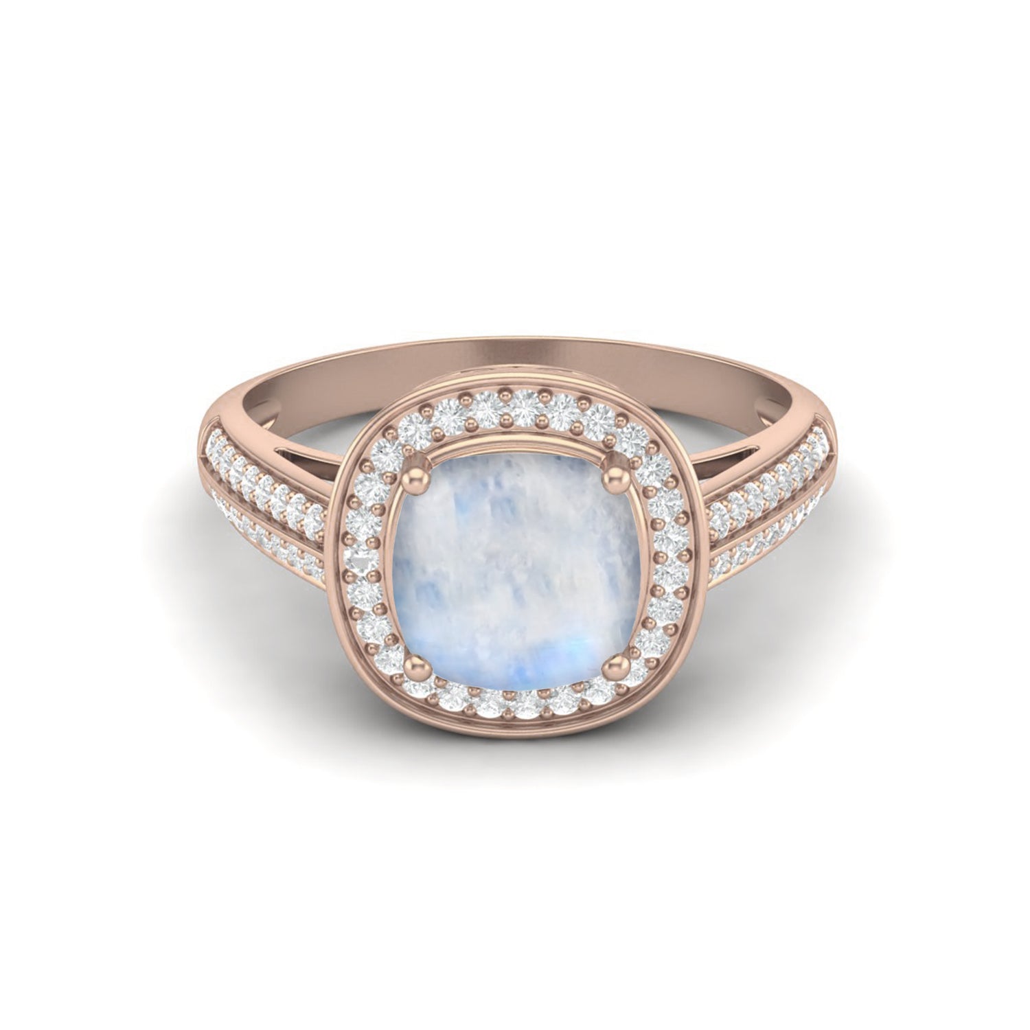 Anello da sposa con pietra di luna taglio cuscino, anello di fidanzamento solitario in argento sterling 925