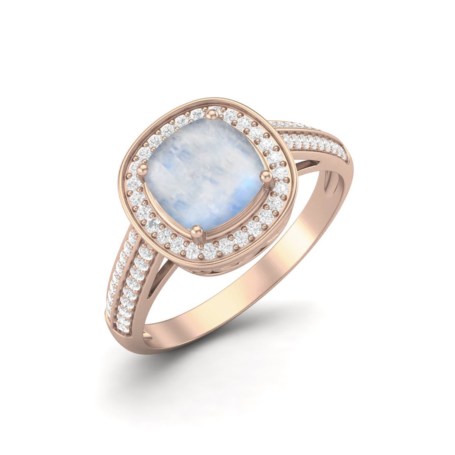 Anello da sposa con pietra di luna taglio cuscino, anello di fidanzamento solitario in argento sterling 925