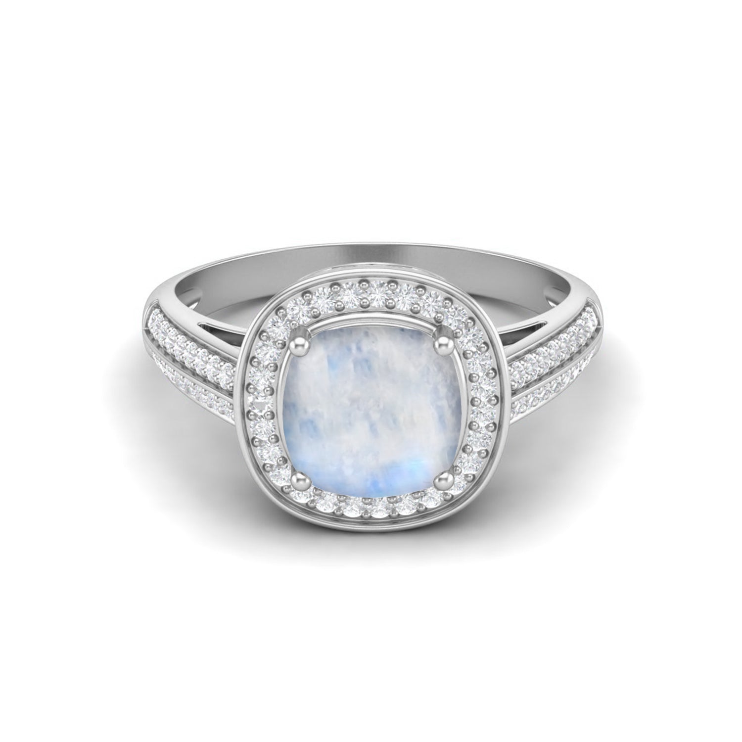Anello da sposa con pietra di luna taglio cuscino, anello di fidanzamento solitario in argento sterling 925