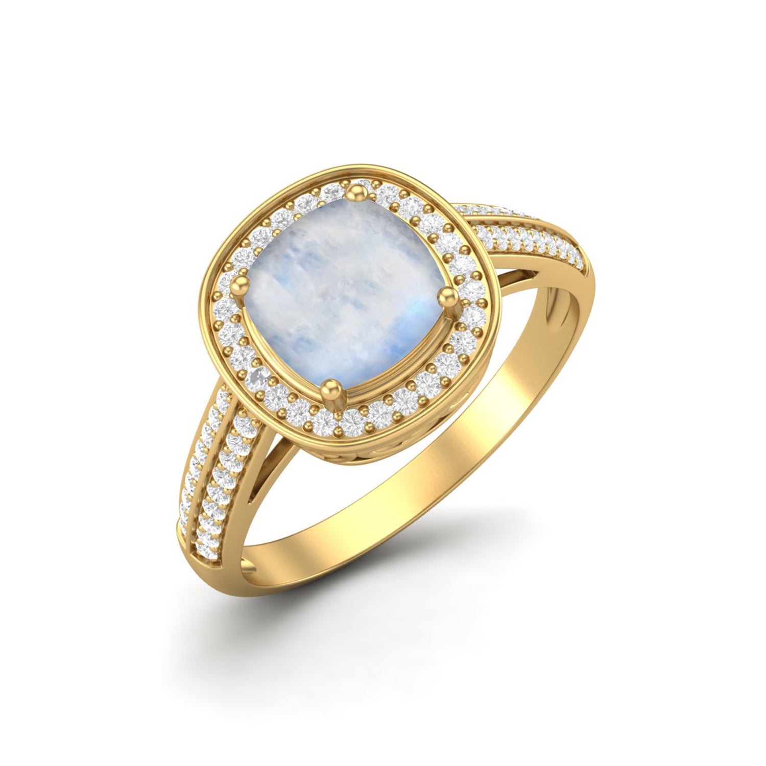 Anello da sposa con pietra di luna taglio cuscino, anello di fidanzamento solitario in argento sterling 925
